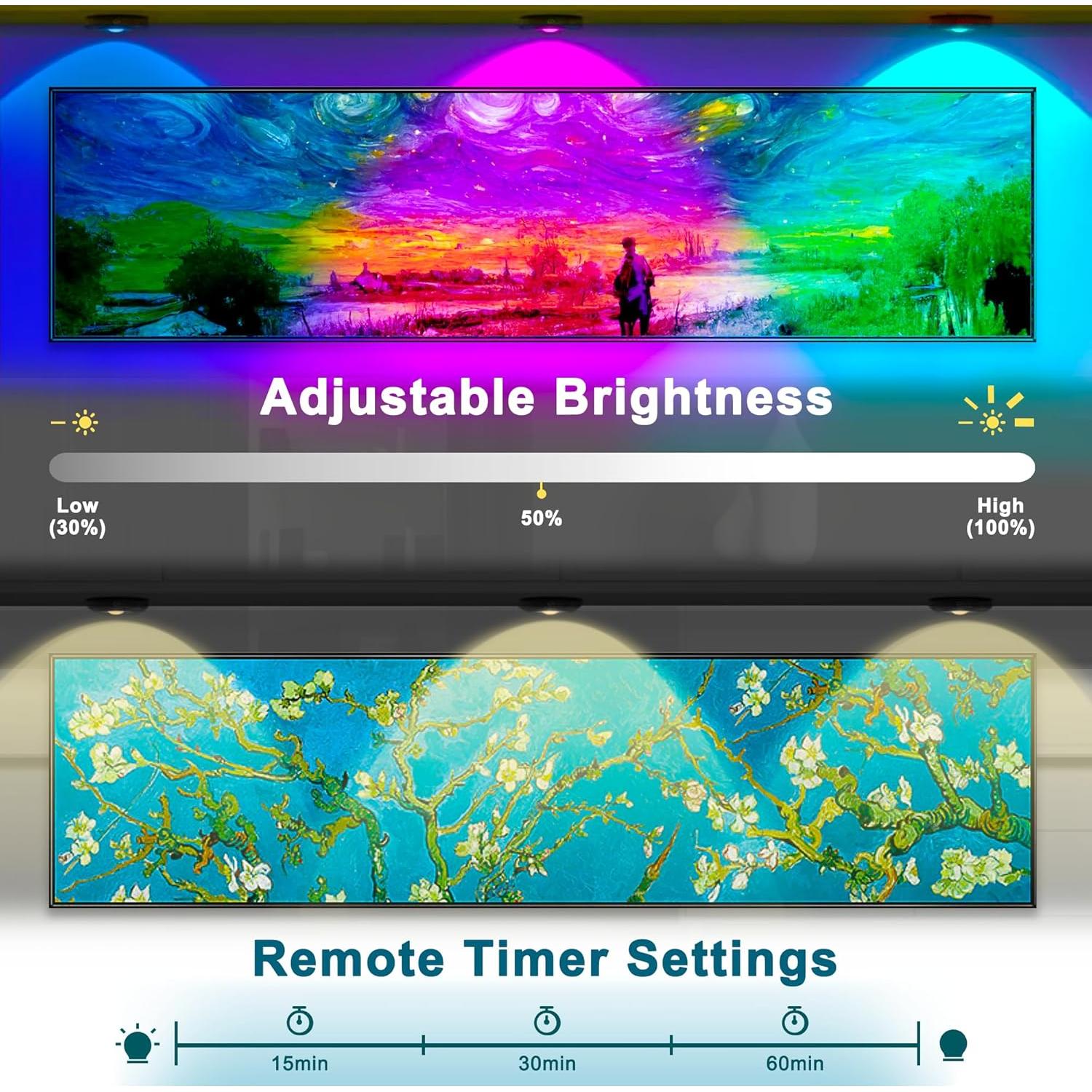 Luces LED Puck Zeadio con Control Remoto - Paquete de 3