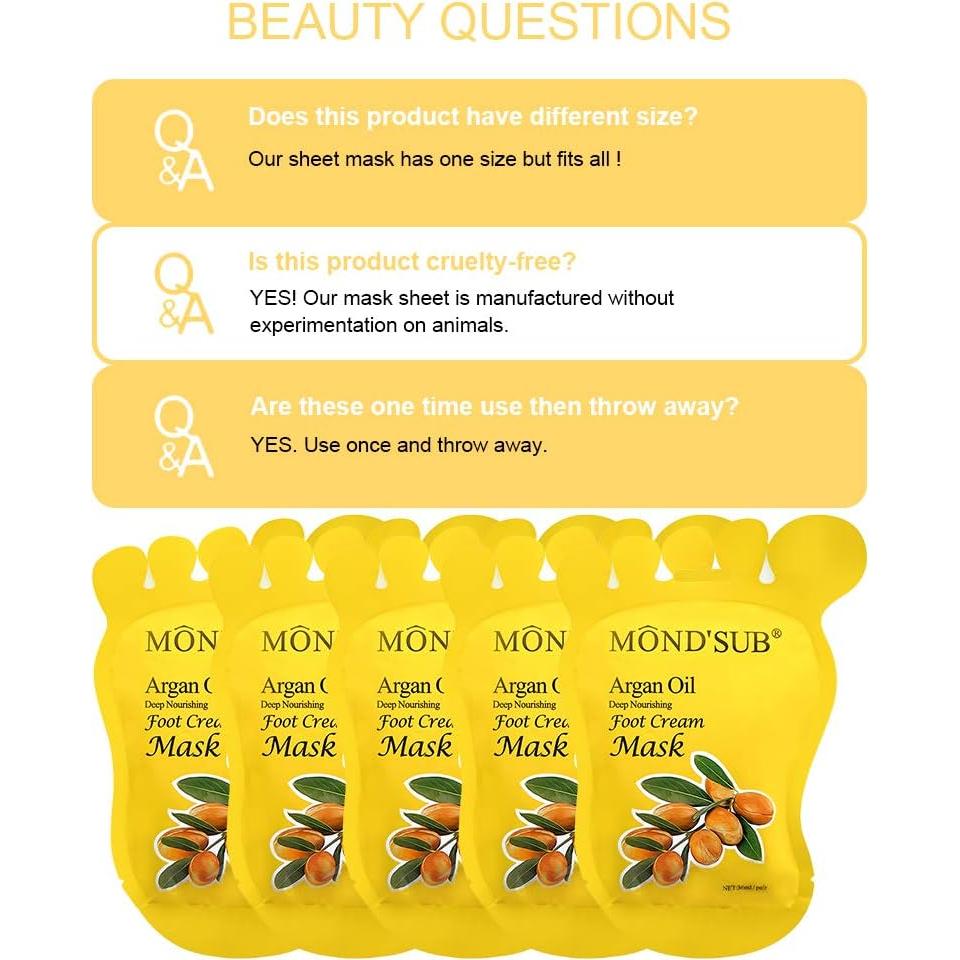 Mascarilla Hidratante para Pies MOND'SUB con Aceite de Argán - 5 Pares
