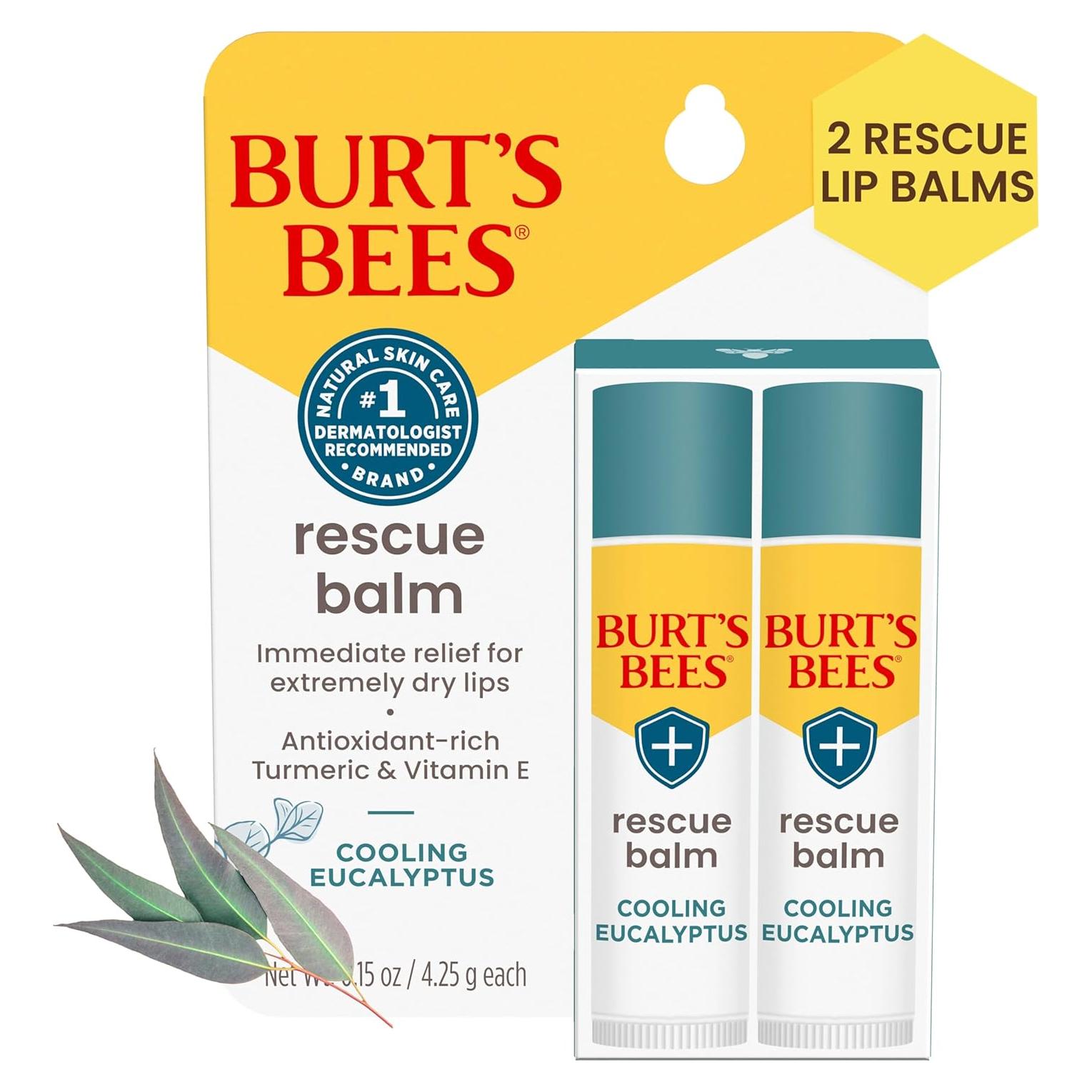 Bálsamo Labial Burt's Bees Rescate Eucalipto 2 Tubos 4.25g