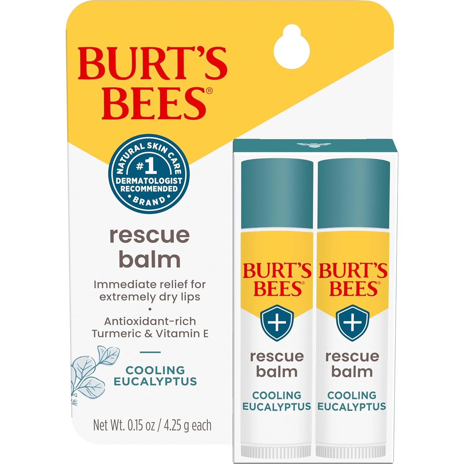 Bálsamo Labial Burt's Bees Rescate Eucalipto 2 Tubos 4.25g