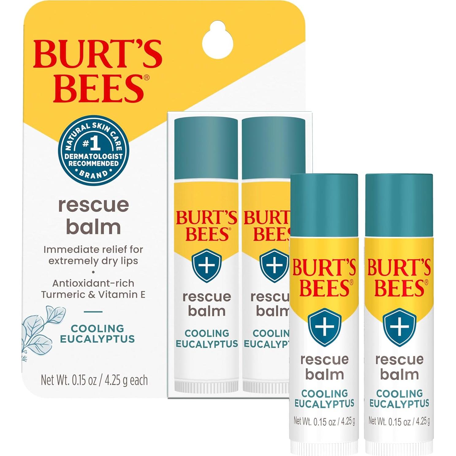 Bálsamo Labial Burt's Bees Rescate Eucalipto 2 Tubos 4.25g