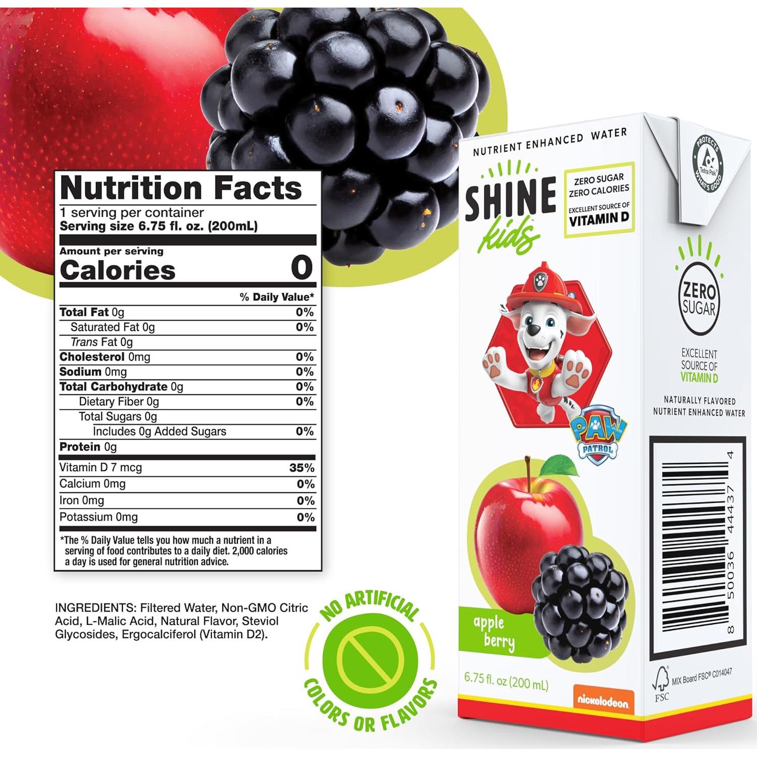 Caja de Jugo Sin Azúcar ShineKids Paw Patrol Manzana Baya 32 Unidades