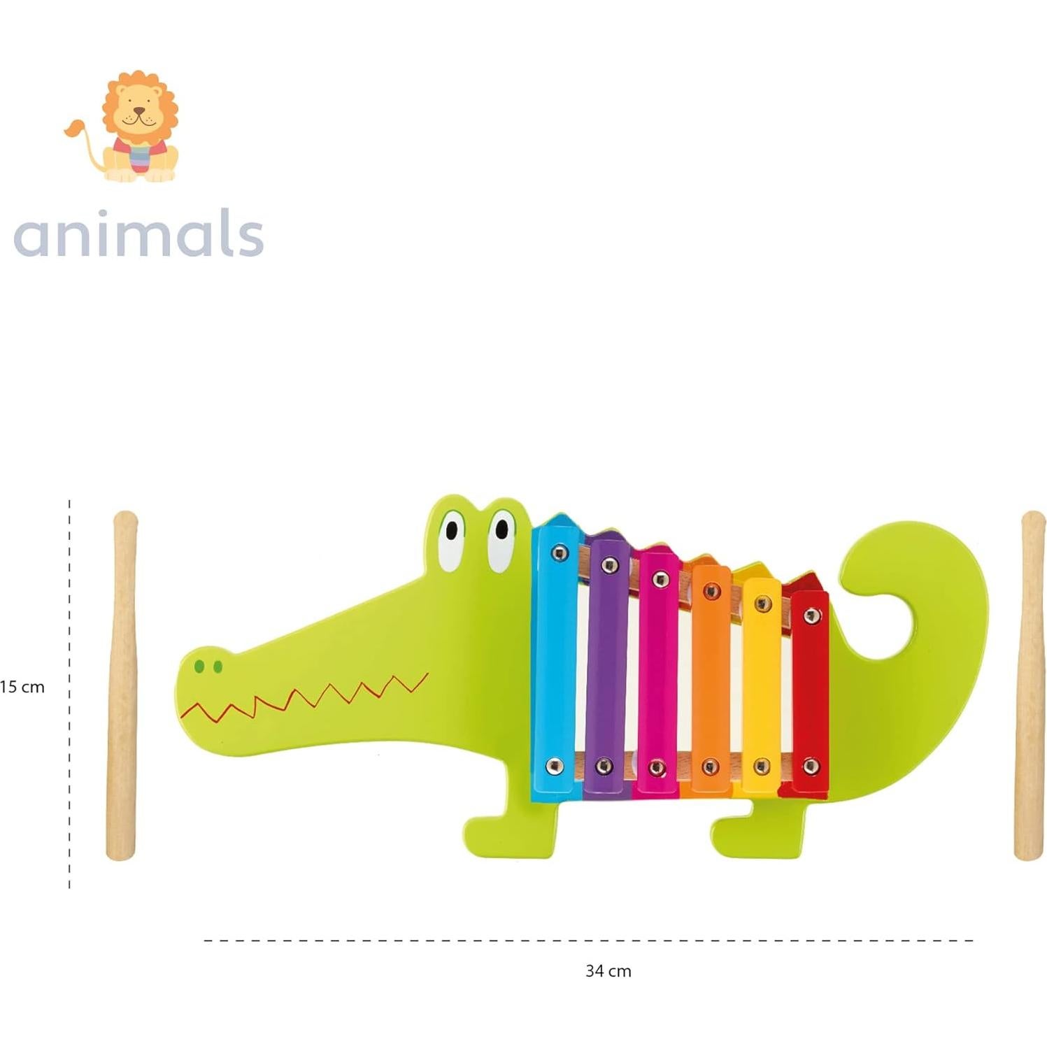 Xilófono Cocodrilo de Madera Orange Tree - Juguete Musical 5x36.4x20.4 cm