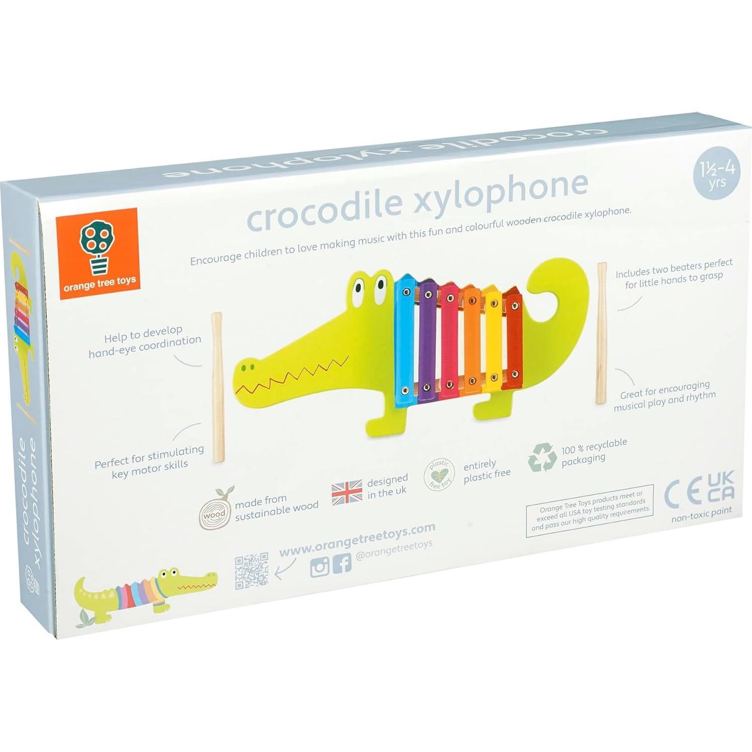 Xilófono Cocodrilo de Madera Orange Tree - Juguete Musical 5x36.4x20.4 cm