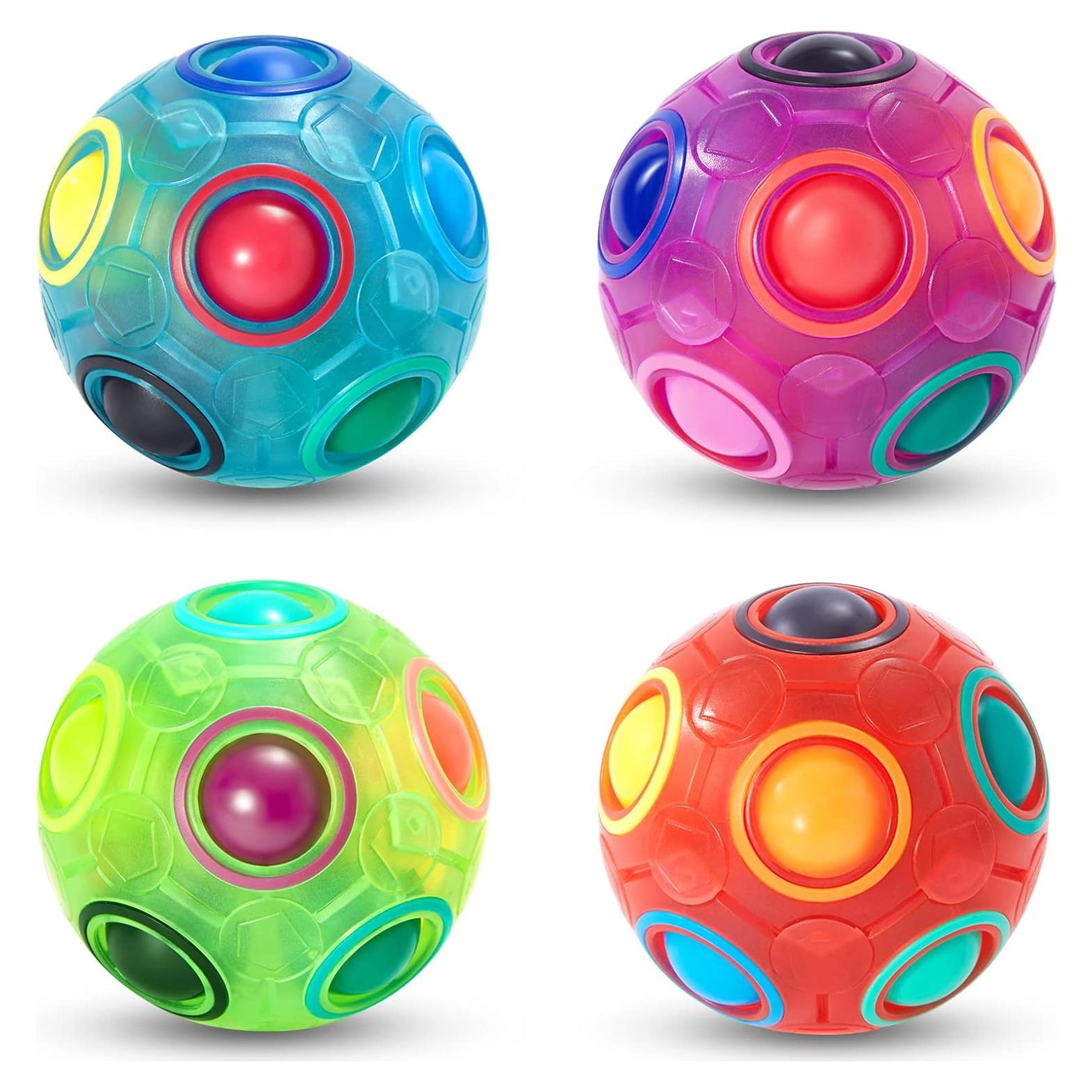 Bola Mágica Arcoíris Vdealen - Juego Antiestrés 7 cm - Paquete de 4