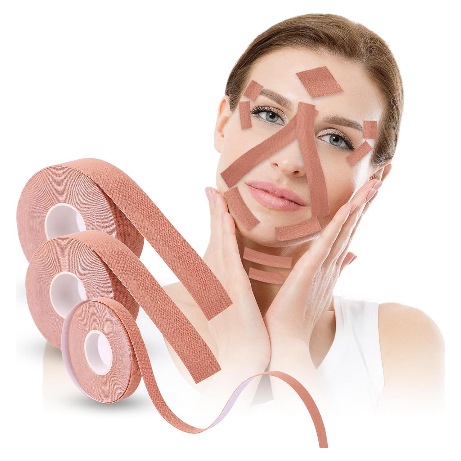 Cinta Facial Levantadora WXYISIVEN - 3 Rollos 1cm, 2cm, 2.5cm x 5m