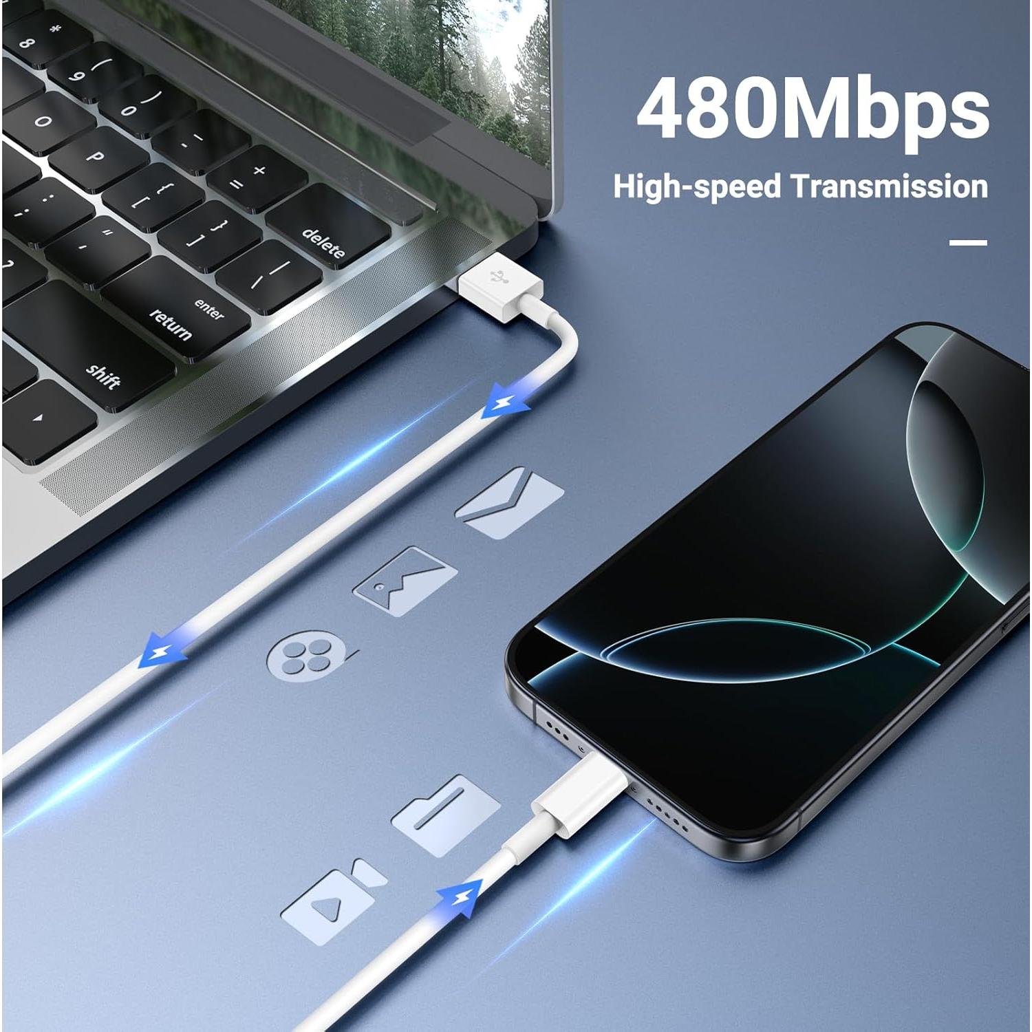 Cable CarPlay USB A a USB C UCALMA 4Pack 1m y 1.83m para iPhone 15/16