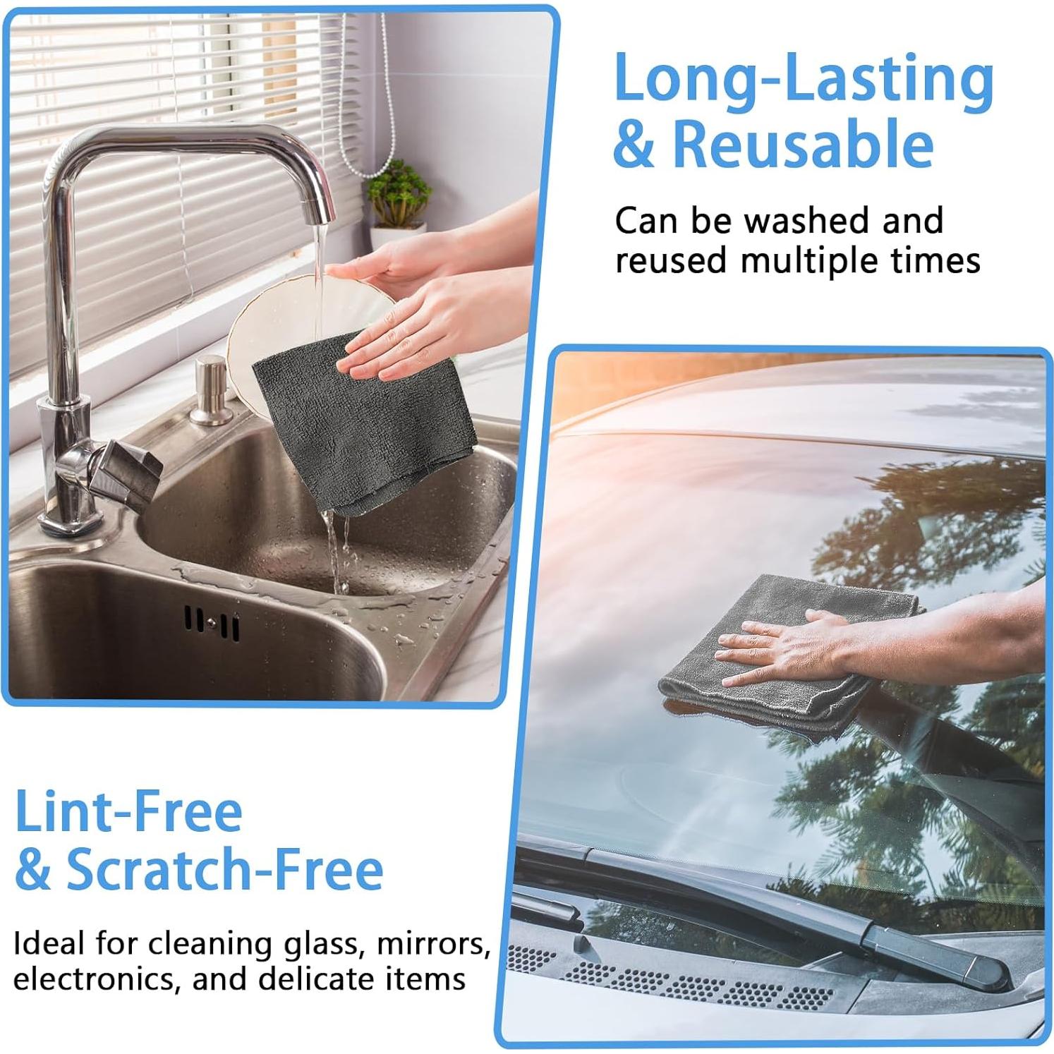 75 Rollos de Paños de Microfibra Niurewan Gris Reutilizables