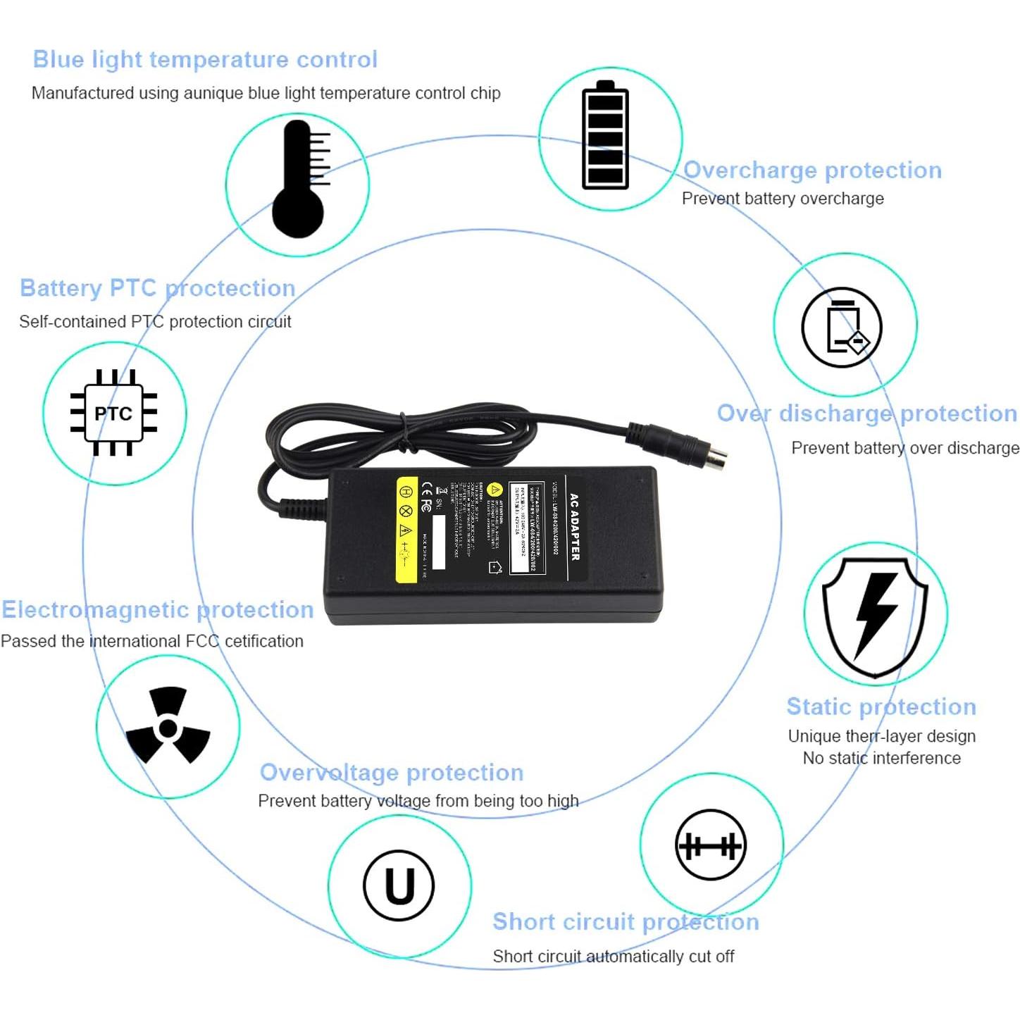 Cargador Eléctrico Fancy Buying 42V 2A para Scooter 36V