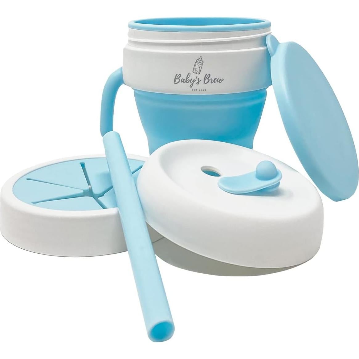 Taza colapsable 2 en 1 Baby's Brew - Azul, BPA Free