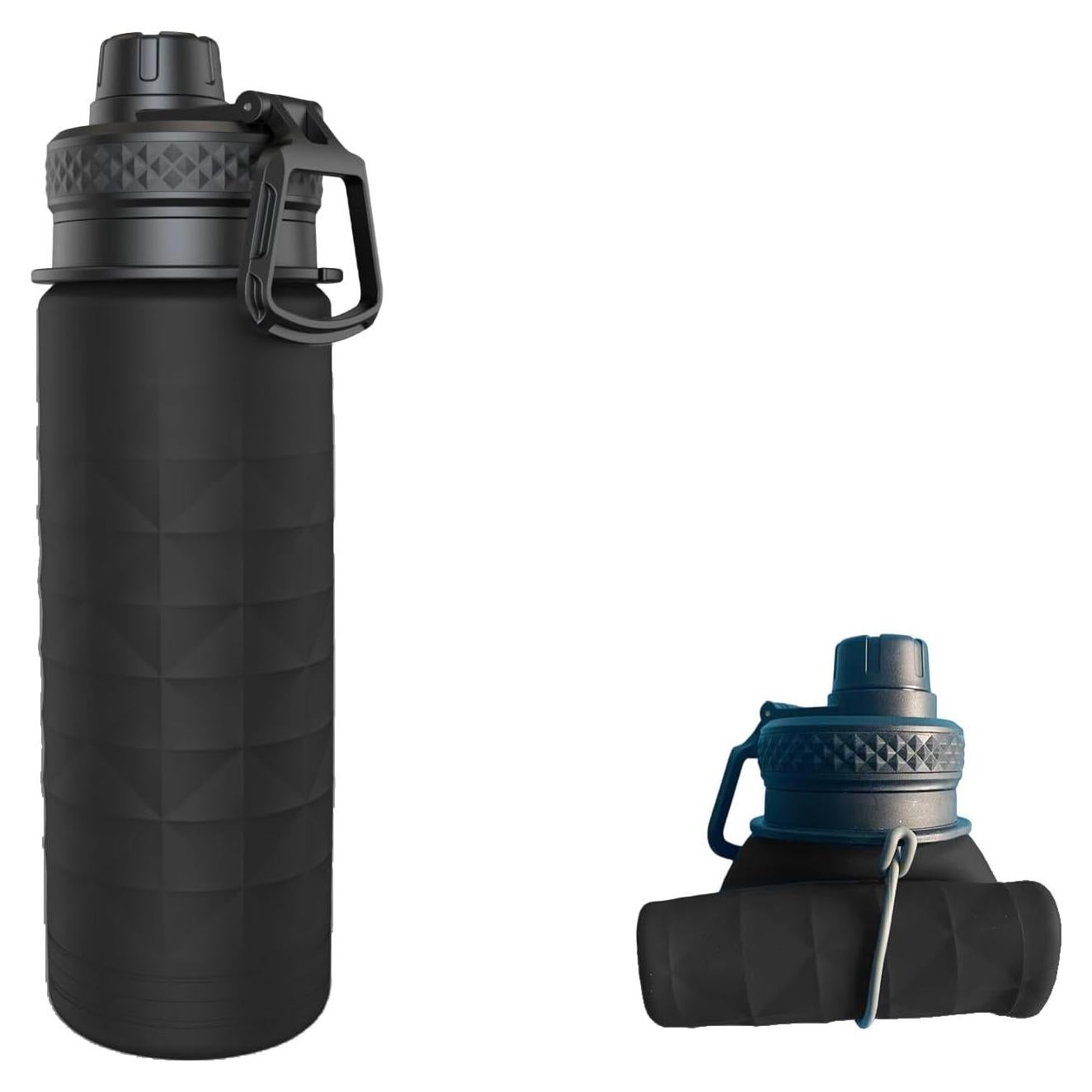 Botella de Agua Plegable Paspring 700ml Silicona Negra