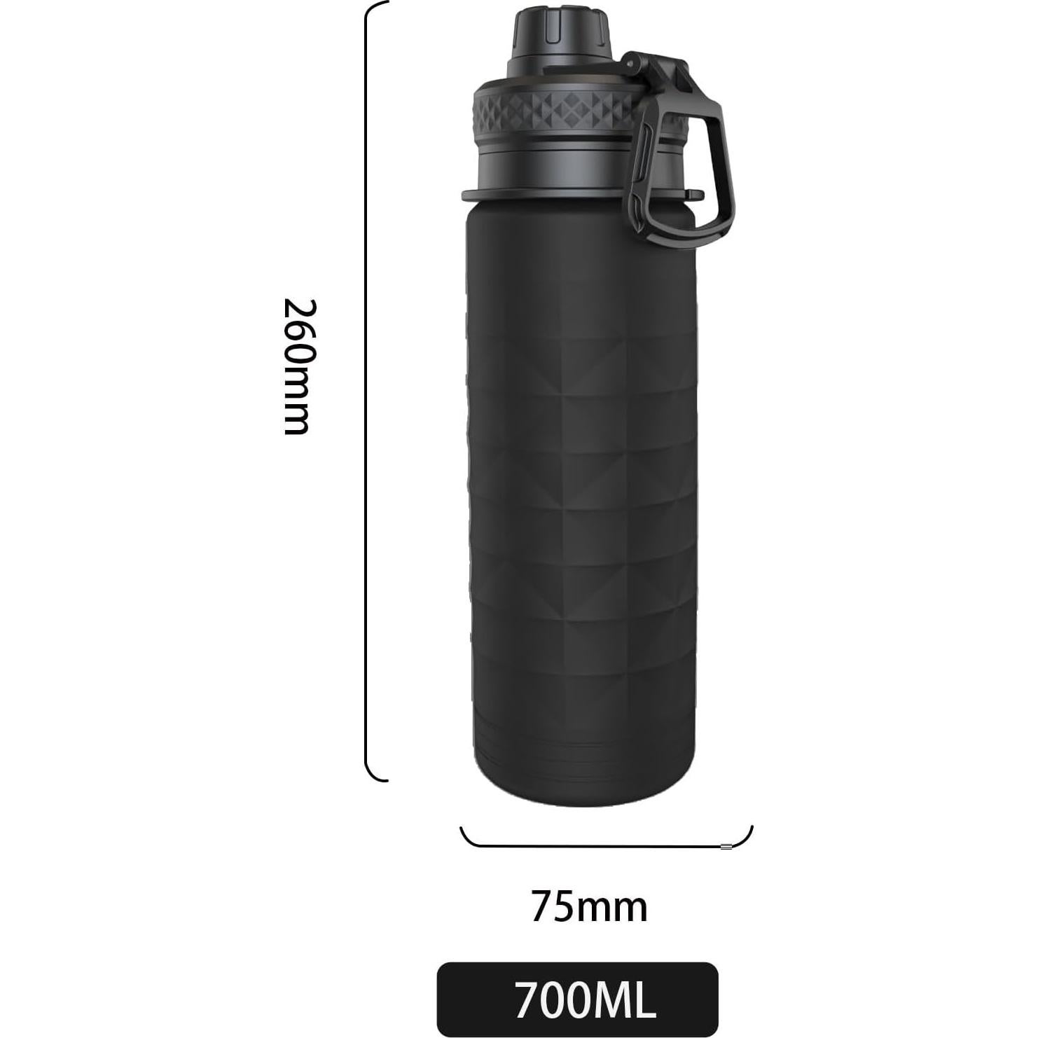 Botella de Agua Plegable Paspring 700ml Silicona Negra