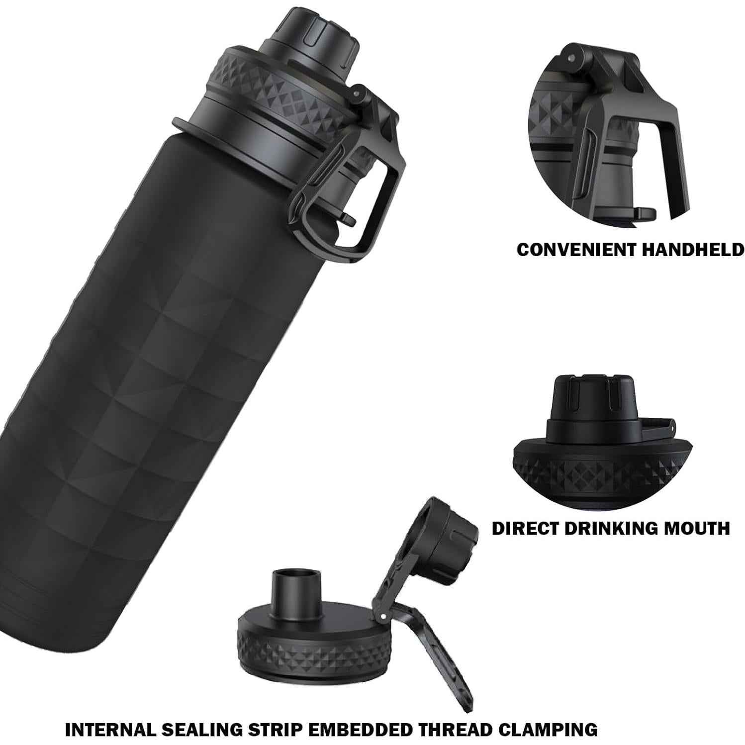 Botella de Agua Plegable Paspring 700ml Silicona Negra