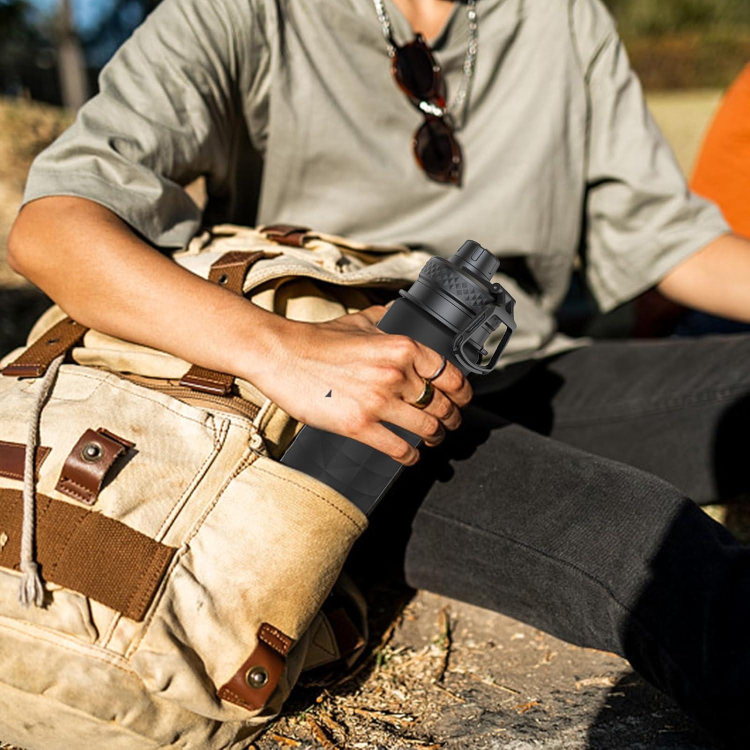 Botella de Agua Plegable Paspring 700ml Silicona Negra