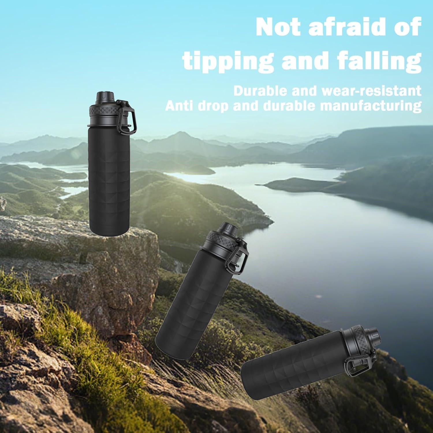 Botella de Agua Plegable Paspring 700ml Silicona Negra