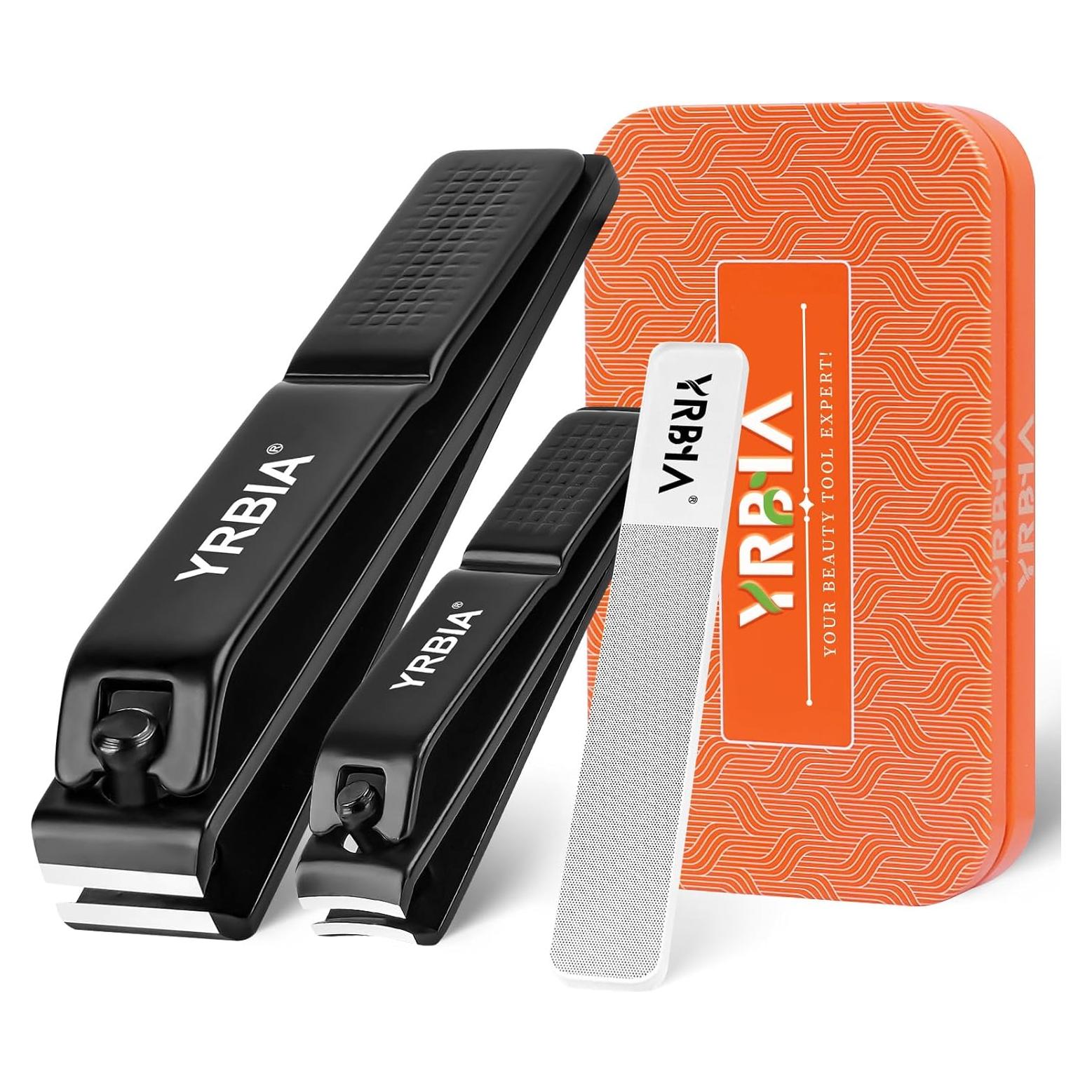 Juego de Cortauñas Profesional YRBIA con Lima de Cristal - Negro