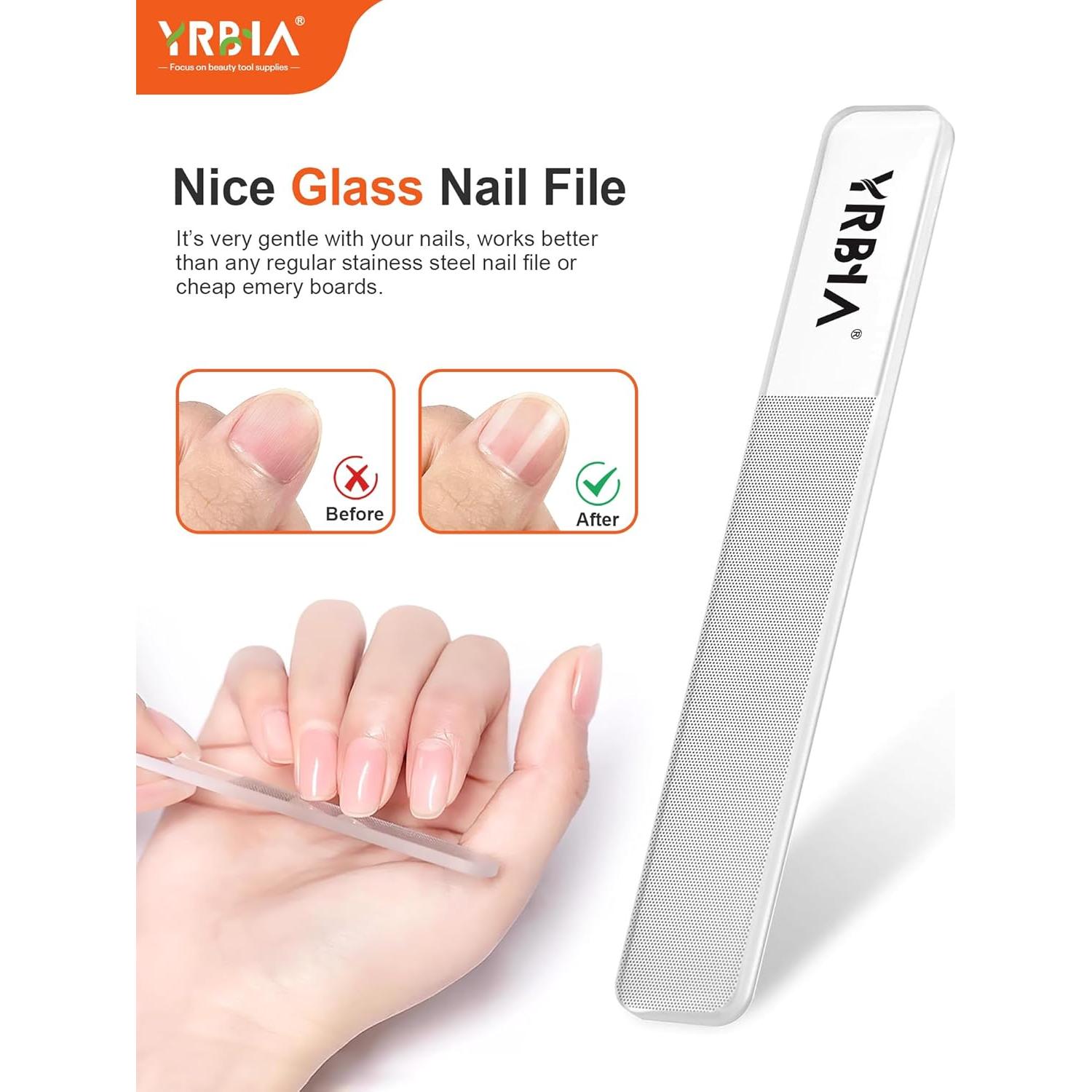 Juego de Cortauñas Profesional YRBIA con Lima de Cristal - Negro