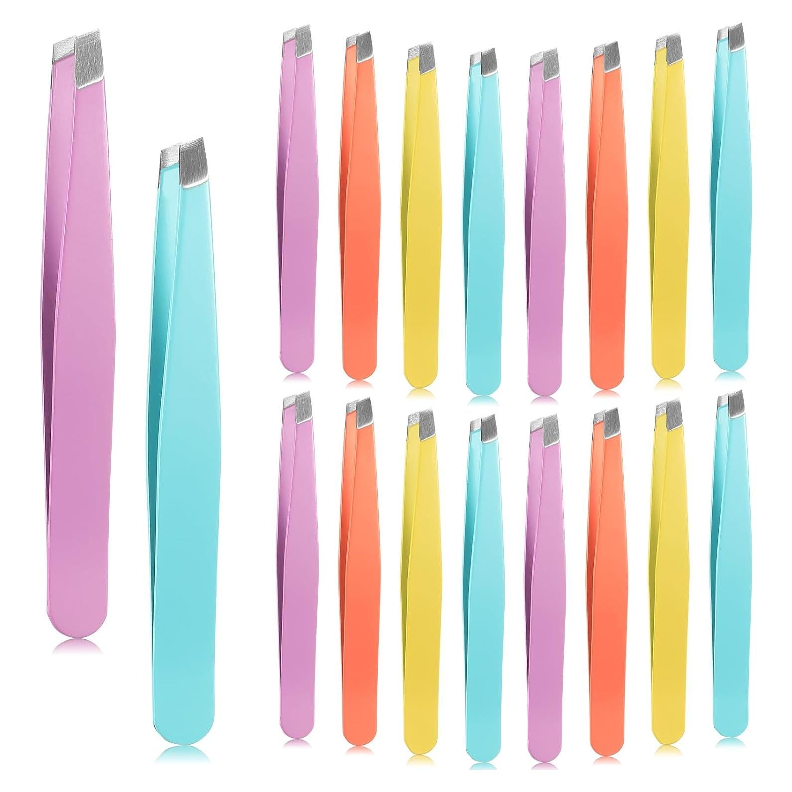 16 Pinzas de Cejas Inclinadas Maitys Acero Inoxidable Precisión