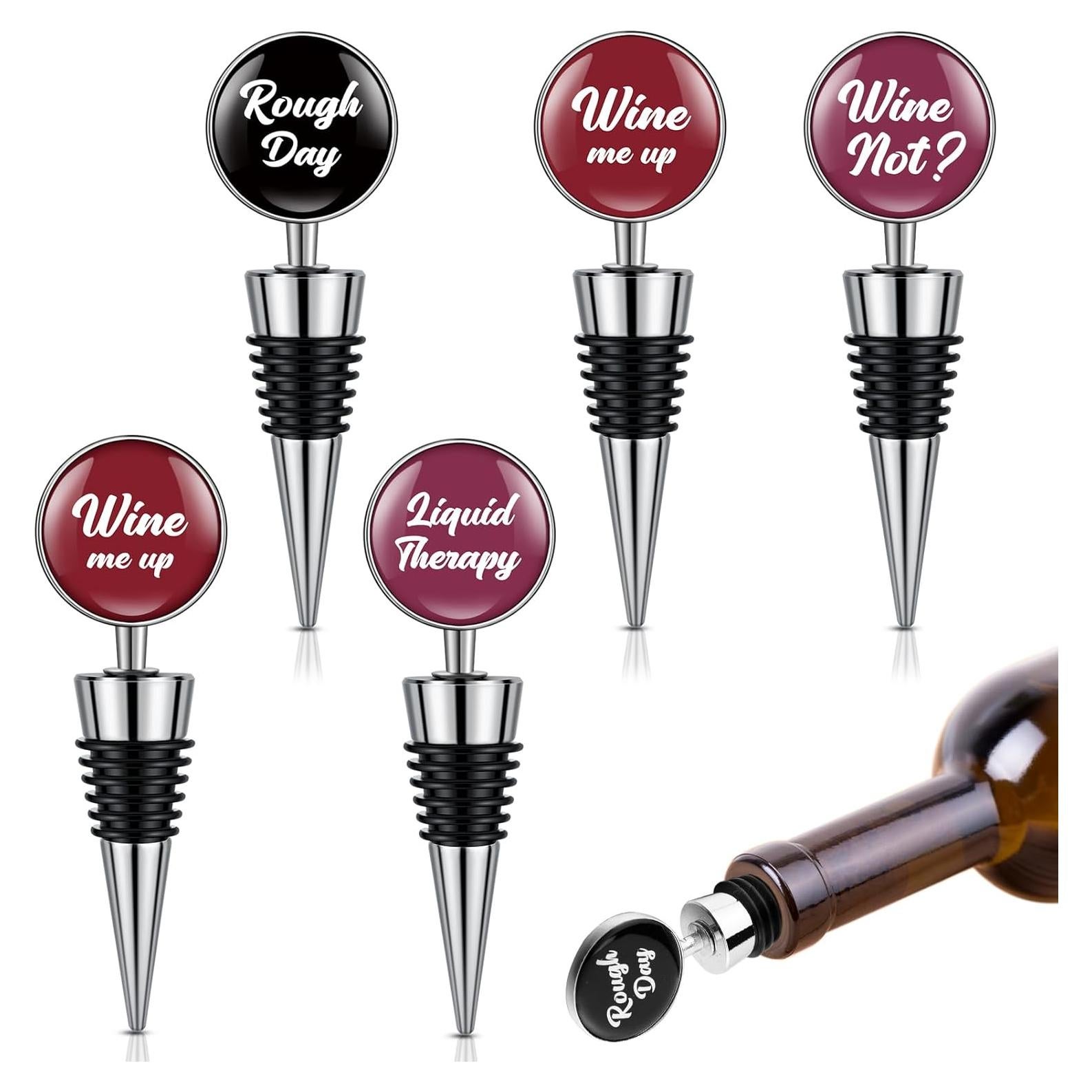 Conjunto de 5 Tapones de Vino Divertidos Therwen - Color Clásico