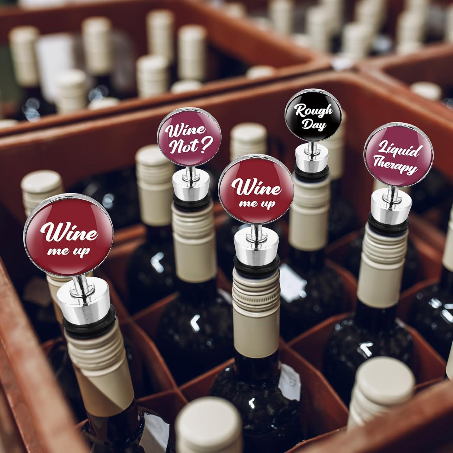 Conjunto de 5 Tapones de Vino Divertidos Therwen - Color Clásico