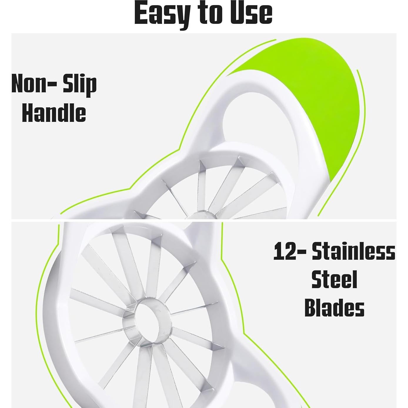 Cortador de Manzanas ARSUK Verde 12 Cuchillas Acero Inoxidable