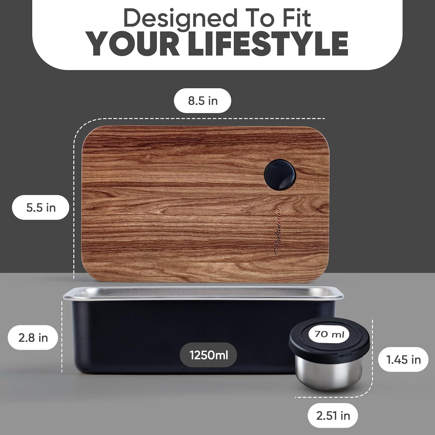 Caja Bento de Acero Inoxidable Modaniam 44Oz Resistente a Fugas