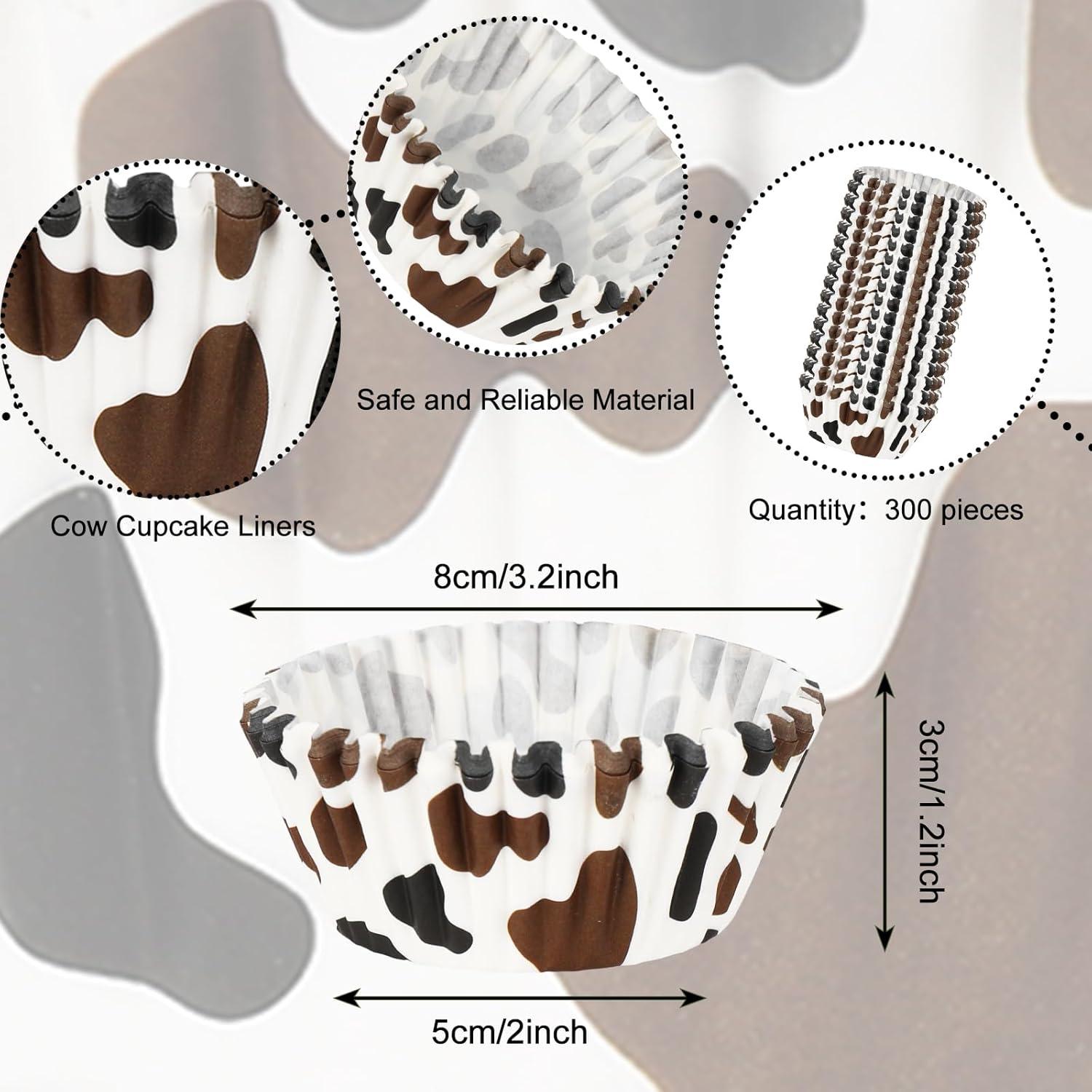 300 Tazas de Papel para Hornear Whaline Diseño Vaca 5x3cm