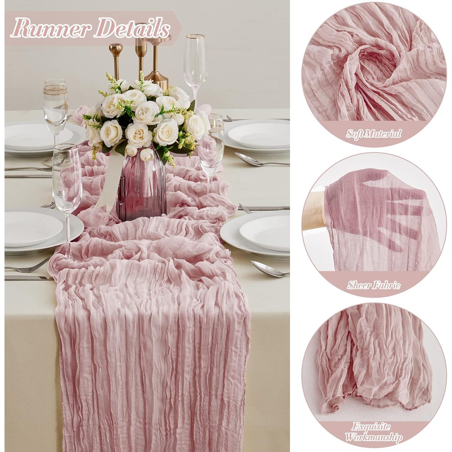 Corredor de Mesa de Gasa Rosa Bebé 35x160 cm para Bodas