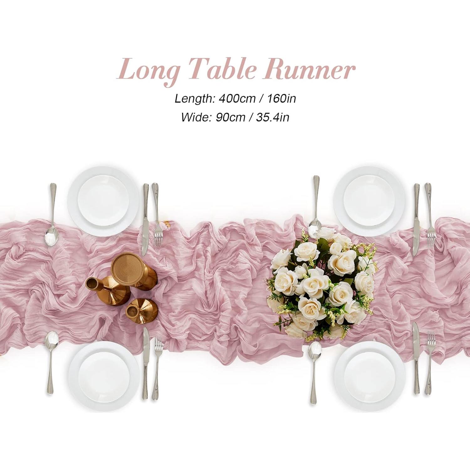 Corredor de Mesa de Gasa Rosa Bebé 35x160 cm para Bodas