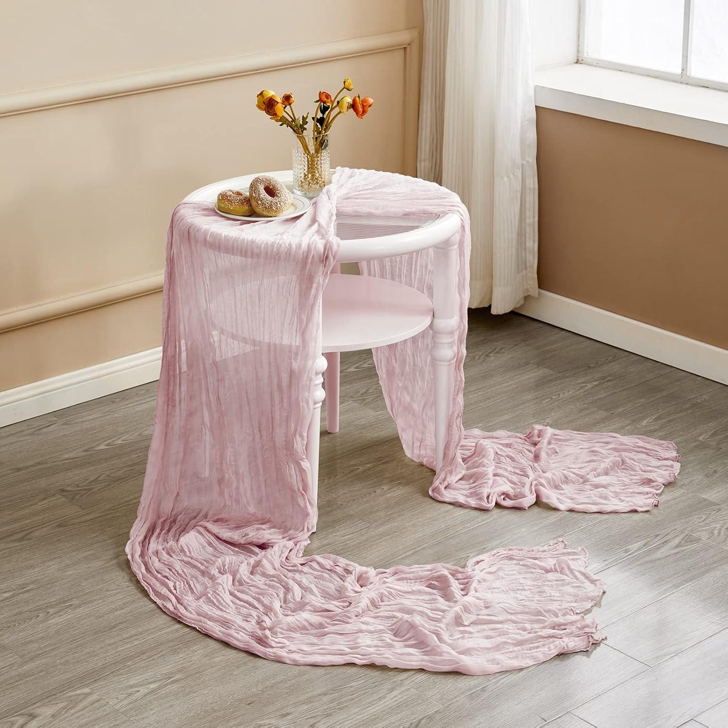Corredor de Mesa de Gasa Rosa Bebé 35x160 cm para Bodas