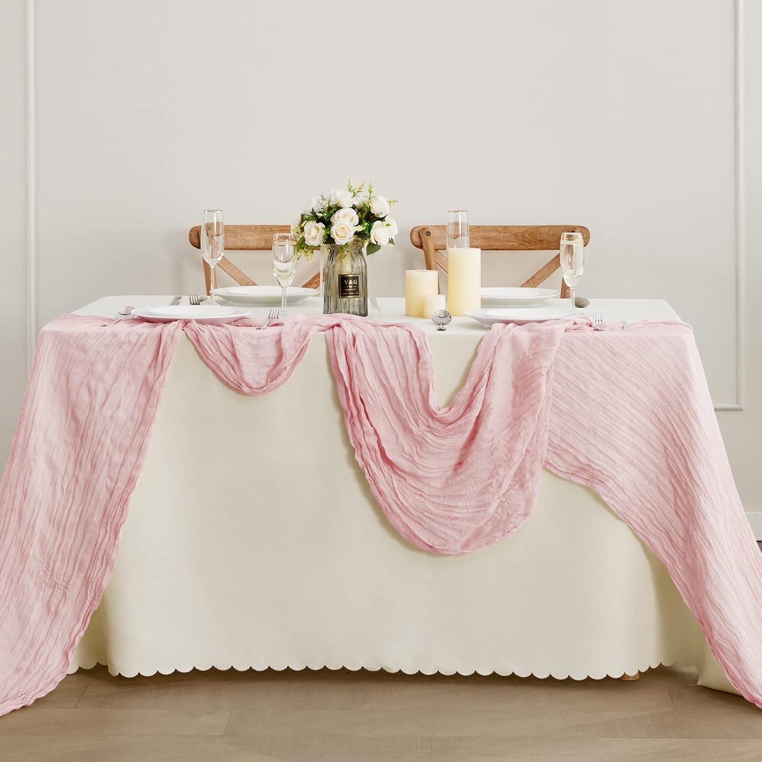 Corredor de Mesa de Gasa Rosa Bebé 35x160 cm para Bodas