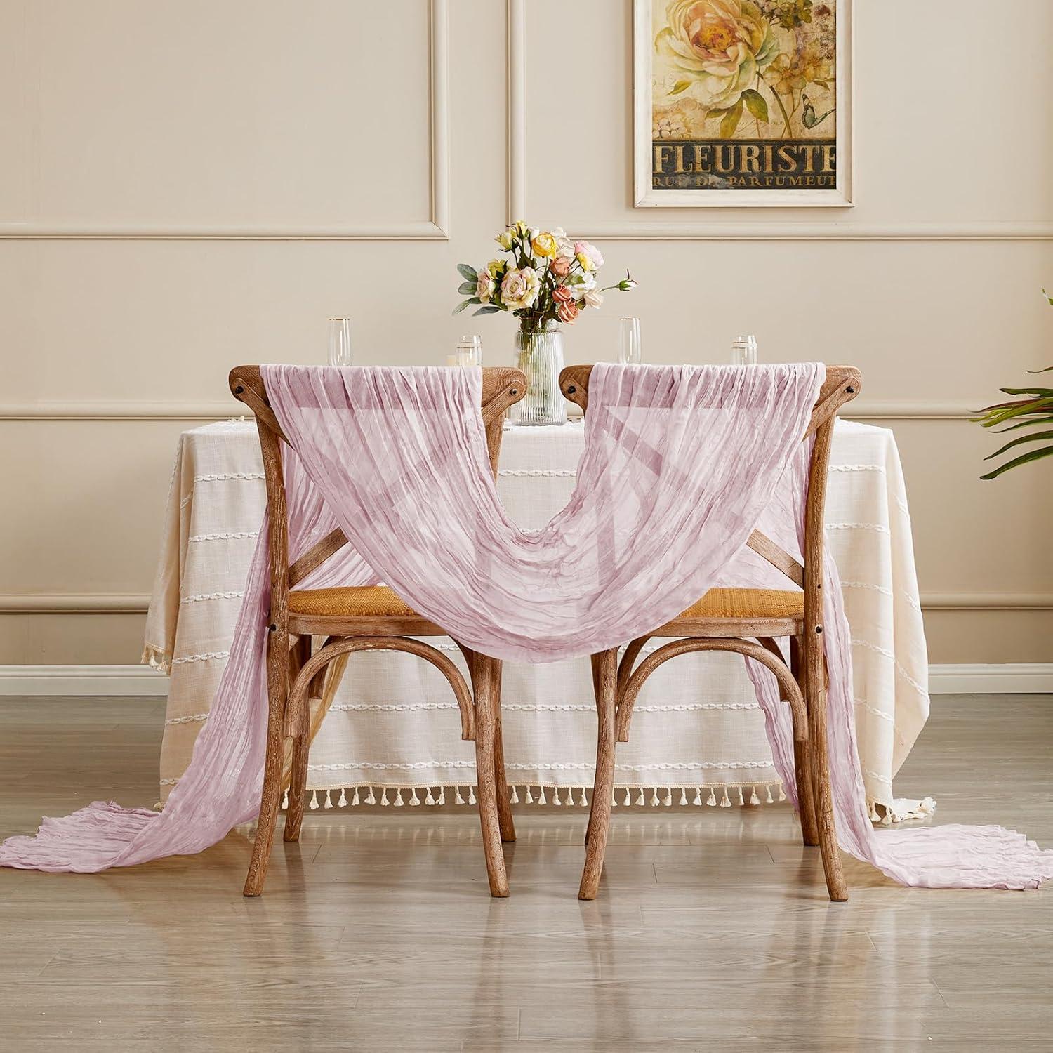 Corredor de Mesa de Gasa Rosa Bebé 35x160 cm para Bodas