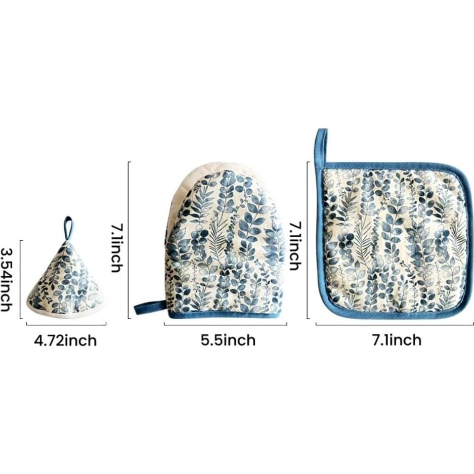 Juego de Manoplas de Horno Genérico 3 Piezas Algodón Lino