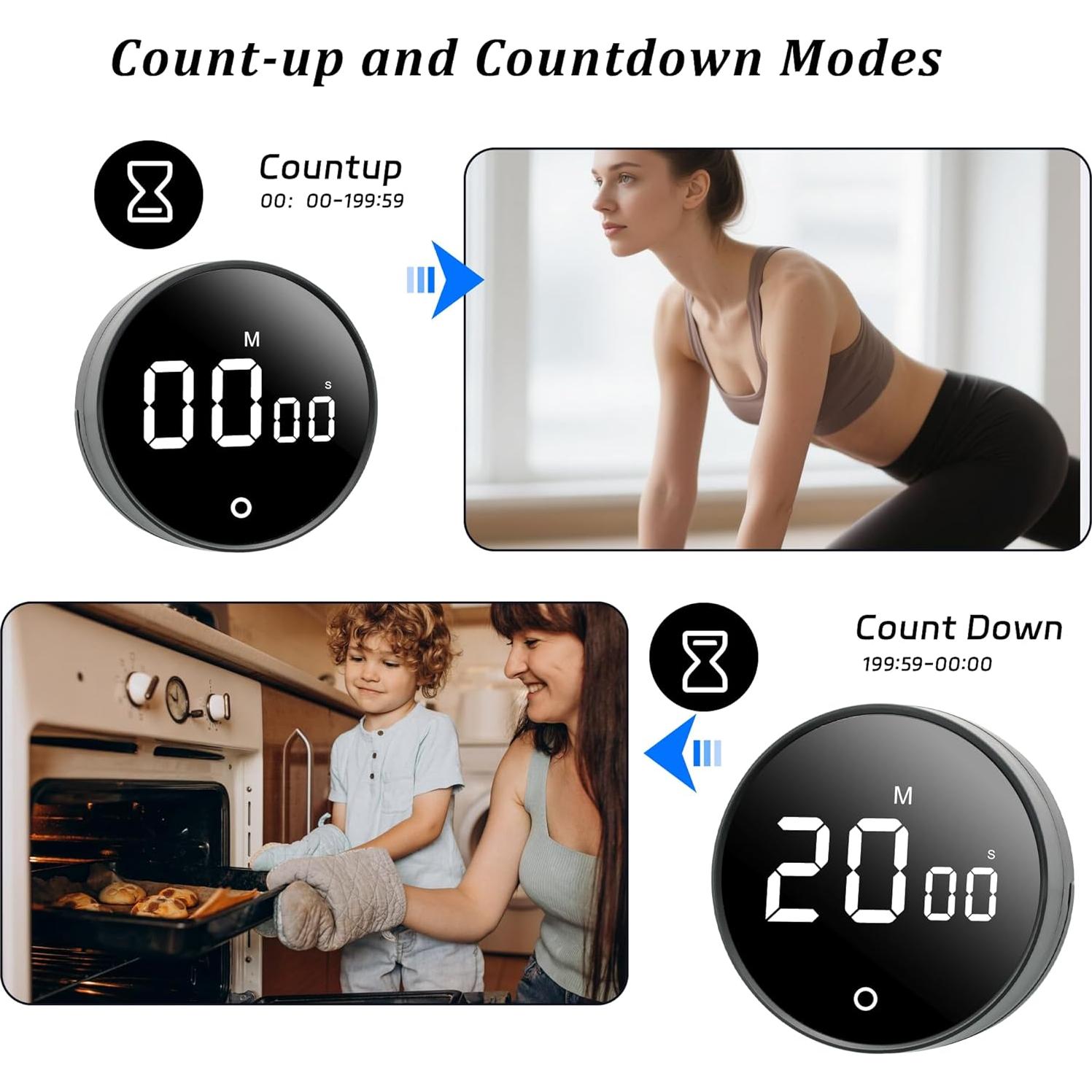 Temporizador de Cocina Digital BXF SPORTS 199 Minutos LED Negro