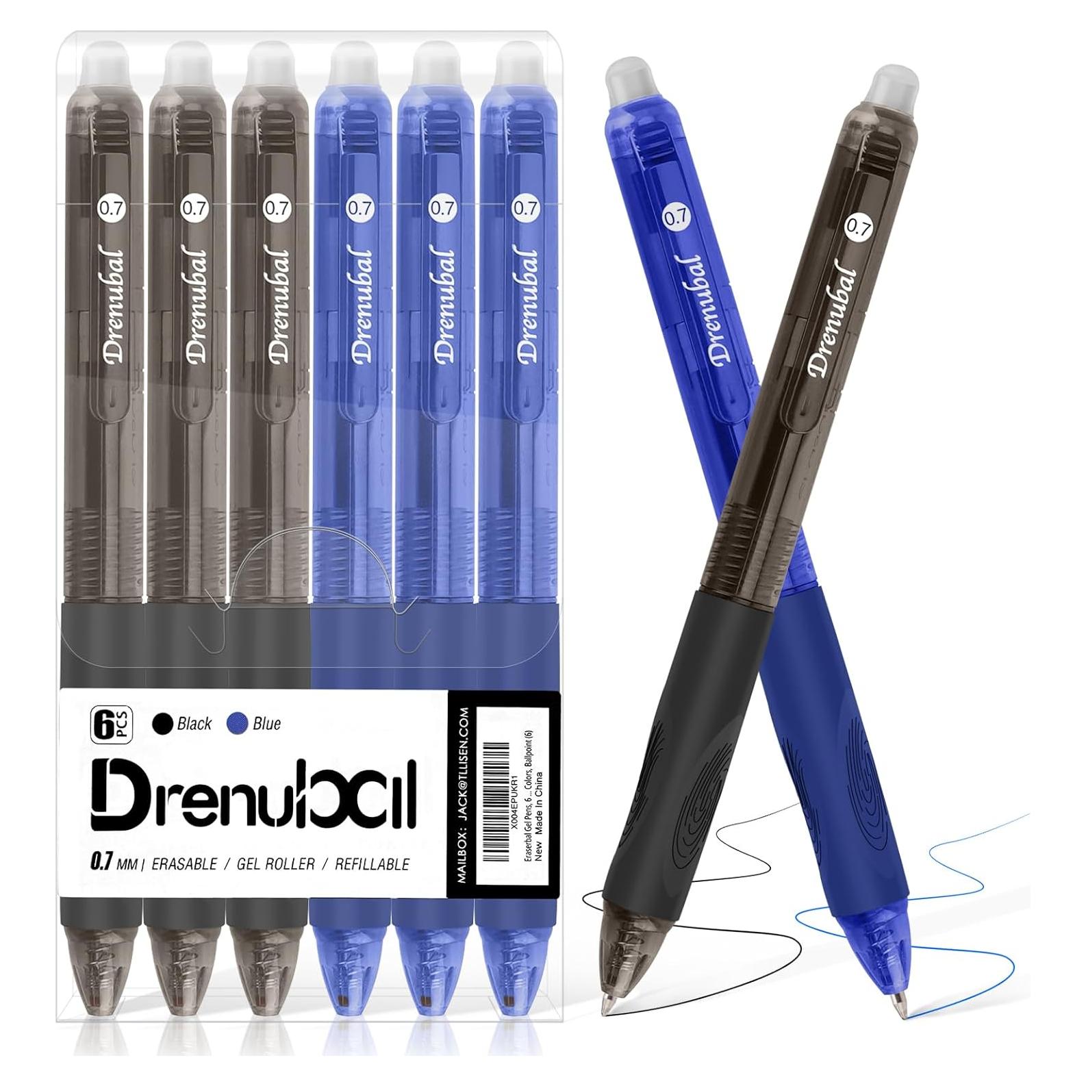 Set de Bolígrafos Borrables Drenubal 0.7mm - Azul y Negro