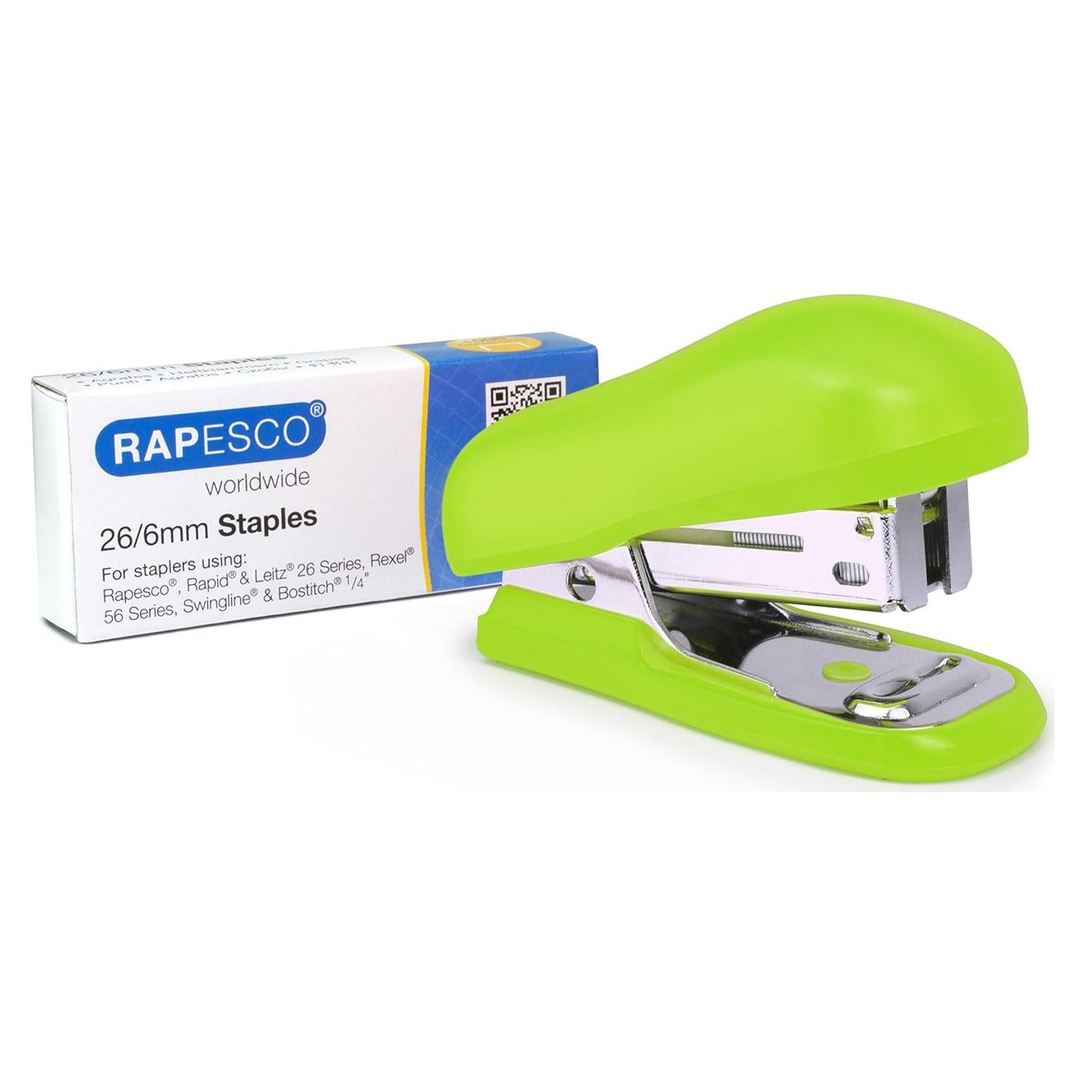 Grapadora Mini Bicho Rapesco Verde 12 Hojas con 1000 Grapas