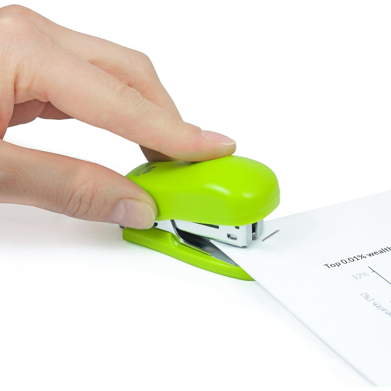 Grapadora Mini Bicho Rapesco Verde 12 Hojas con 1000 Grapas