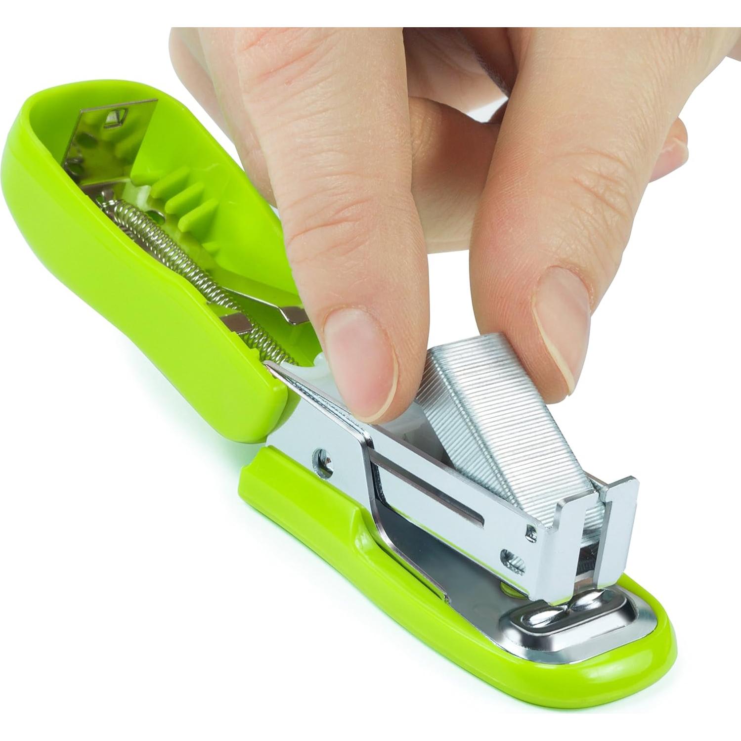 Grapadora Mini Bicho Rapesco Verde 12 Hojas con 1000 Grapas