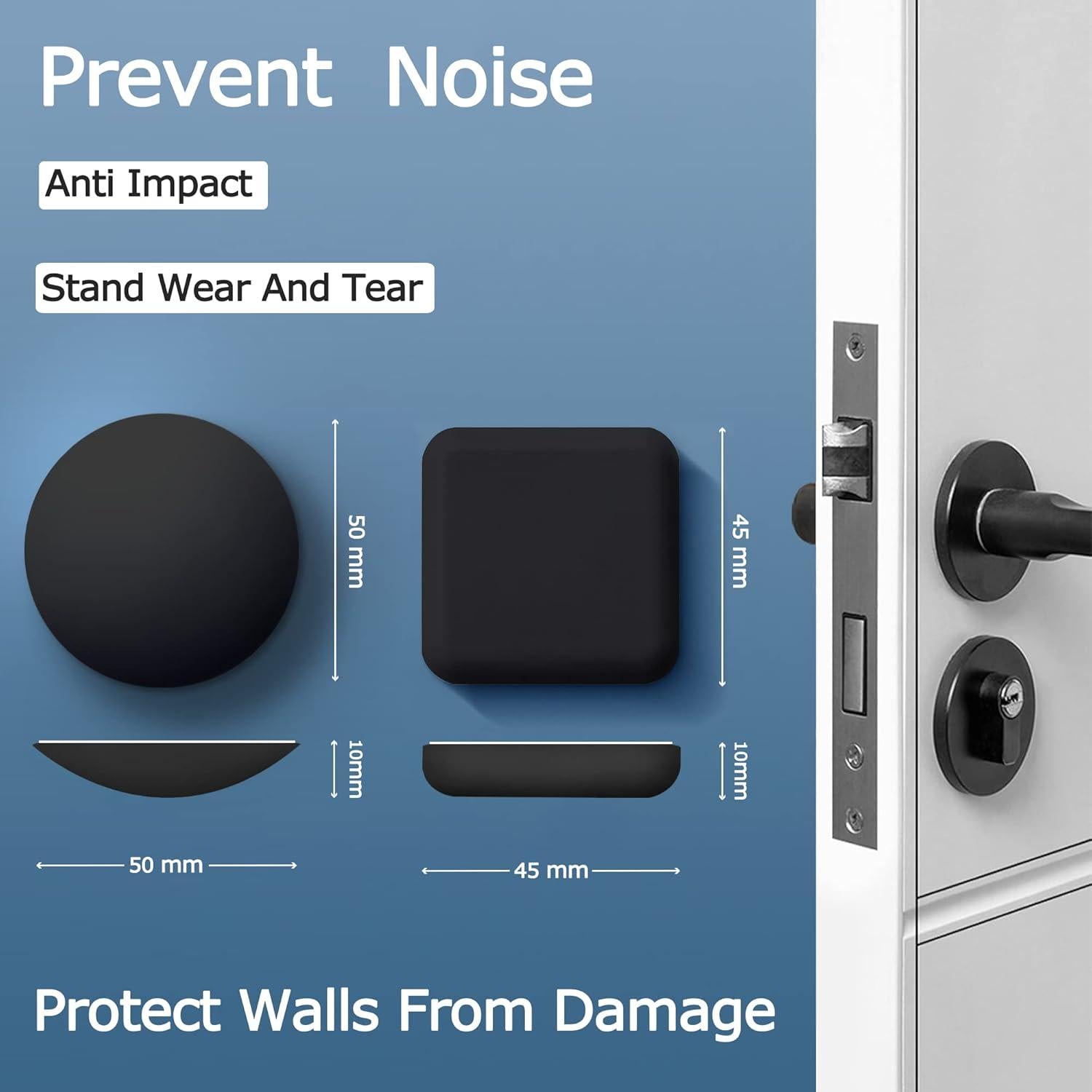 Topes de Puerta XoYoZo Silicona Autoadhesivos 4.5cm - Negro