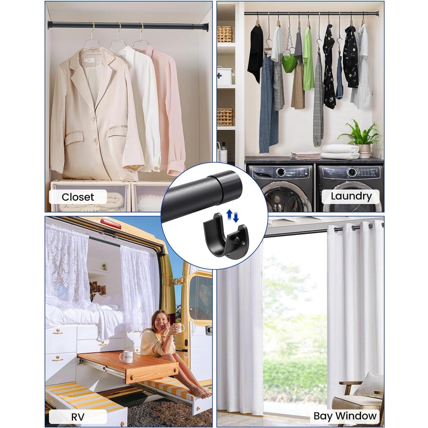 Barra de Closet Ajustable Supforce 43.2-71.1 cm Metal Negro