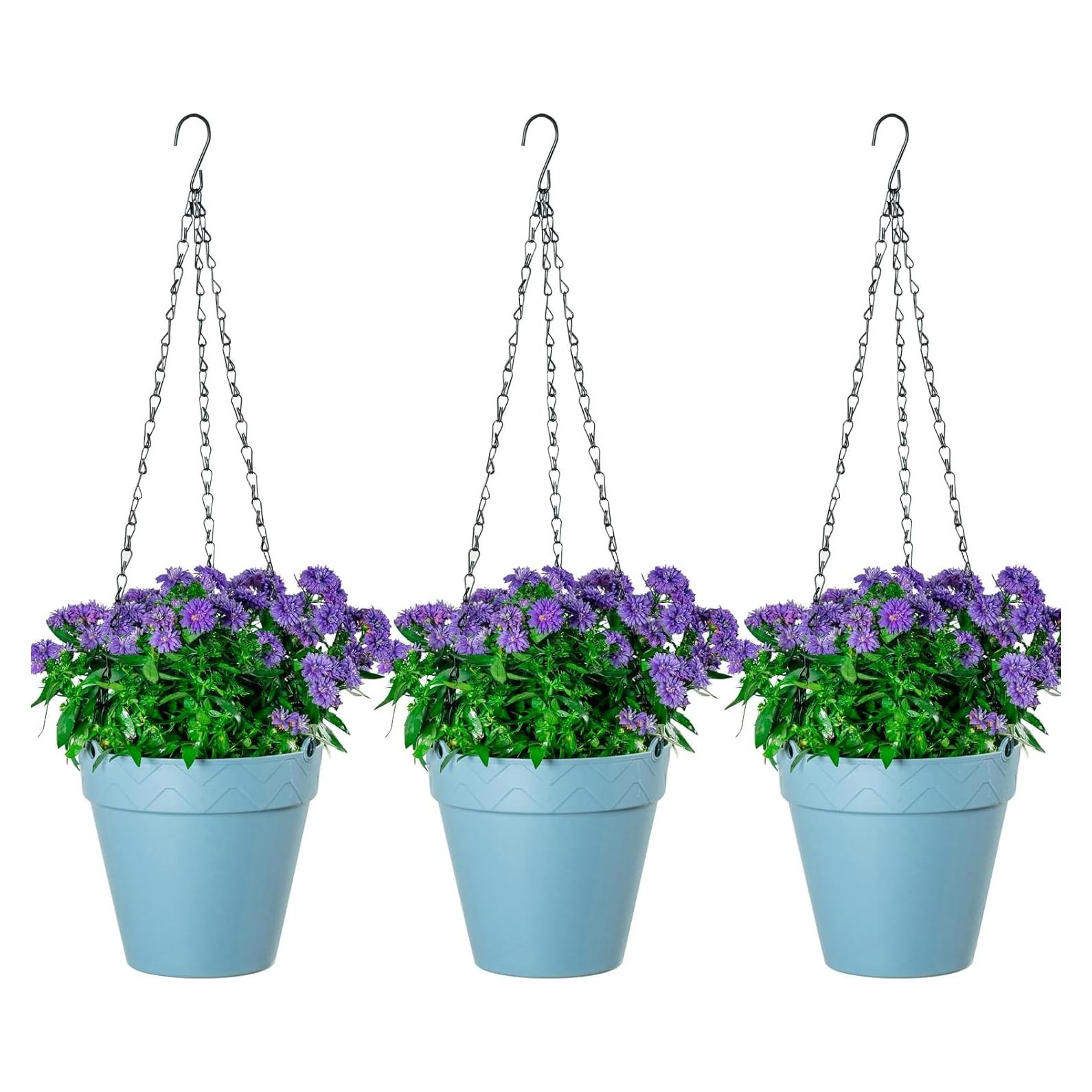 Maceta Colgante Melphoe Azul 20 cm Autorriego y Drenaje