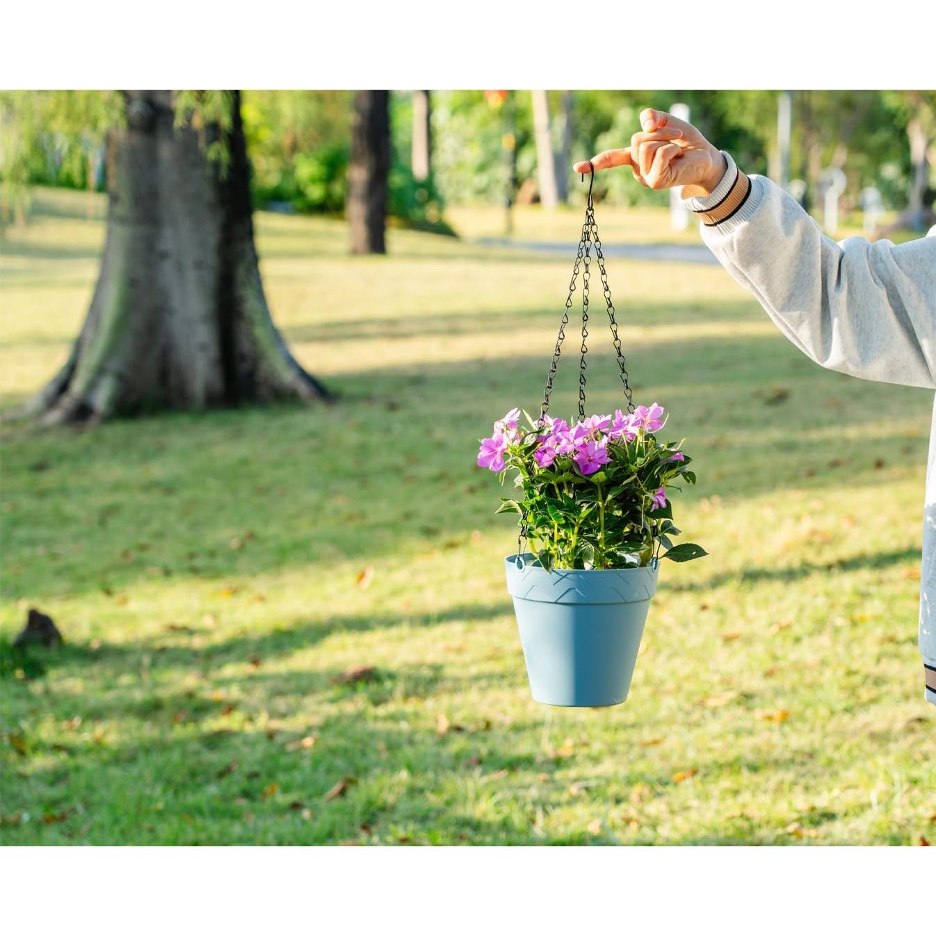 Maceta Colgante Melphoe Azul 20 cm Autorriego y Drenaje