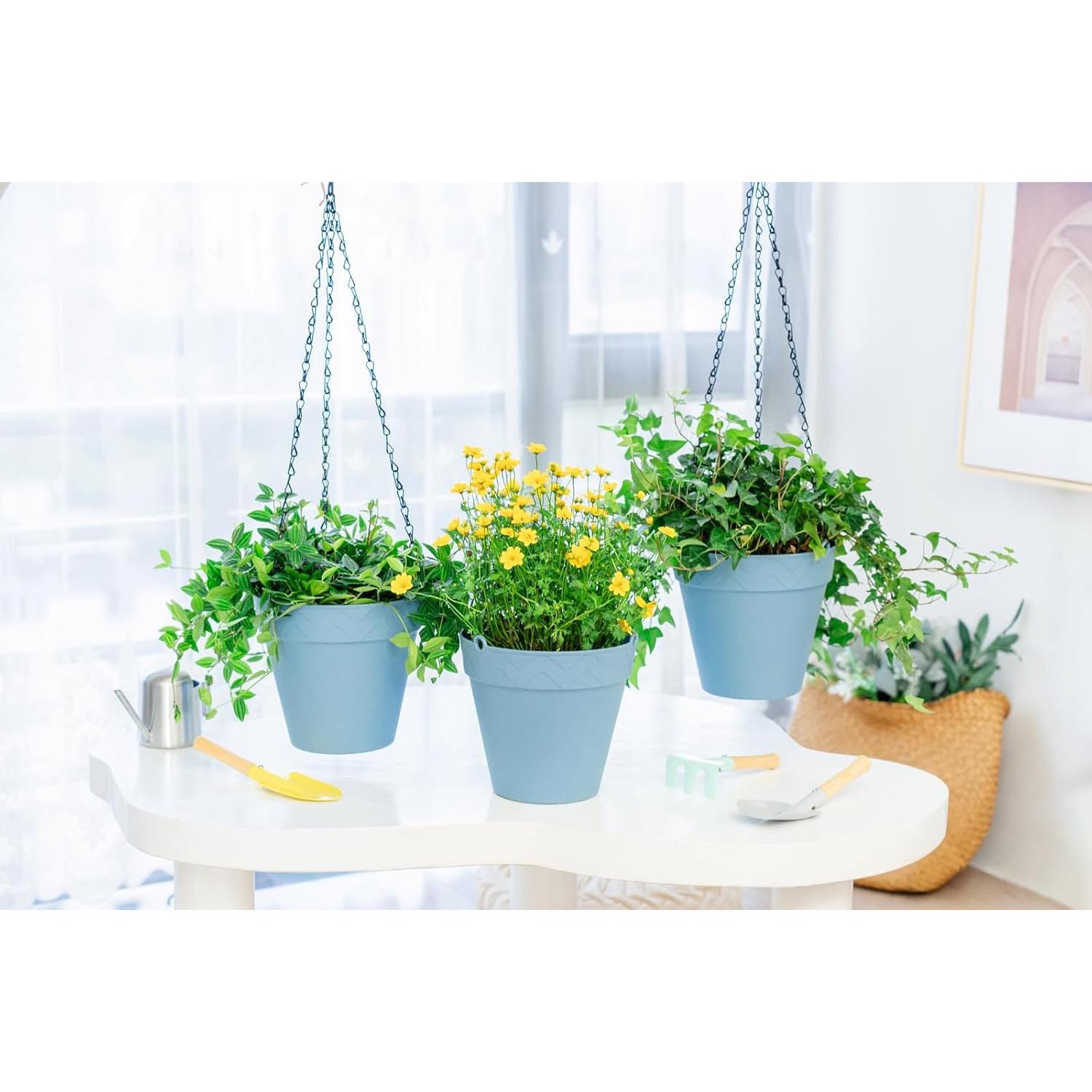 Maceta Colgante Melphoe Azul 20 cm Autorriego y Drenaje