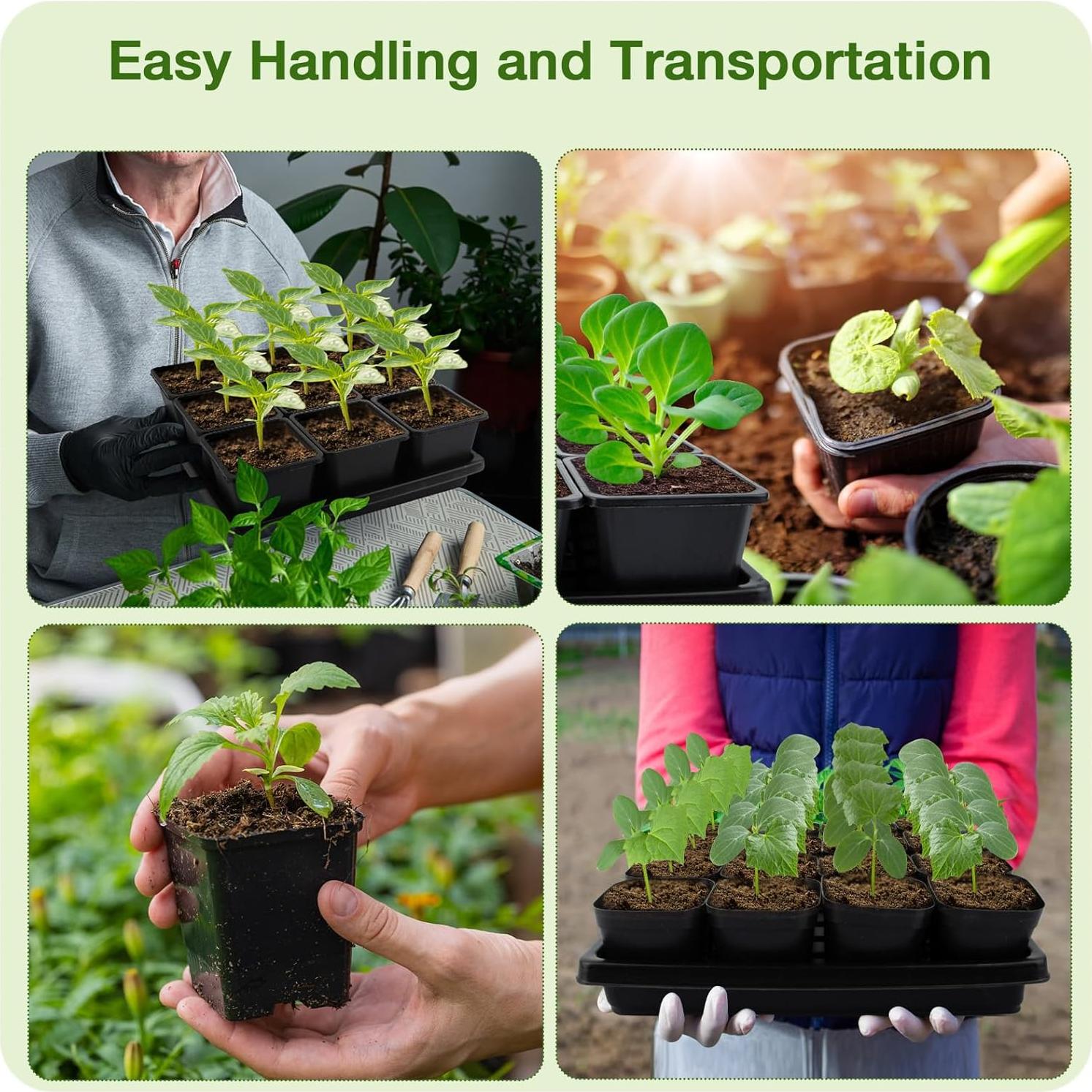 80 Macetas Cuadradas 2.5" Mlhezy con 5 Bandejas para Semillas