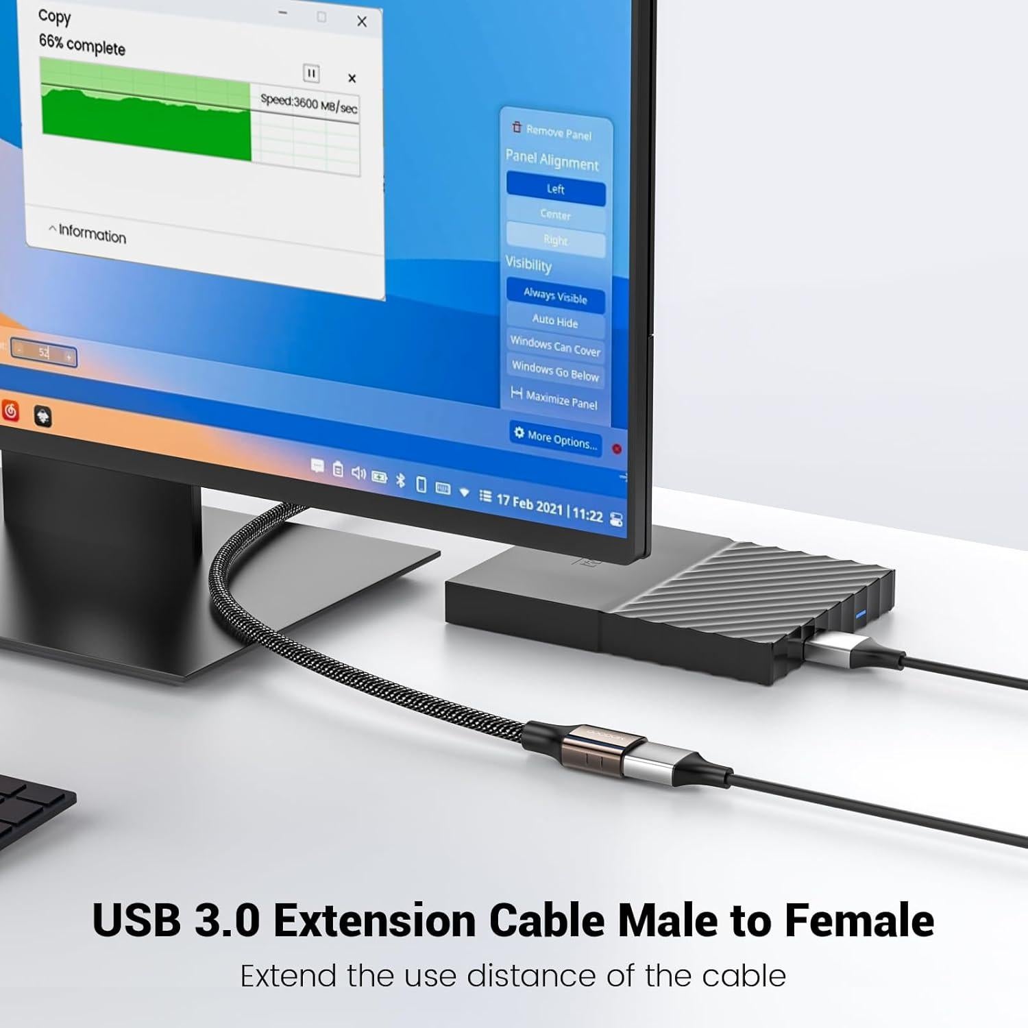 Cable de Extensión USB 3.0 MOGOOD 1M Negro Macho a Hembra
