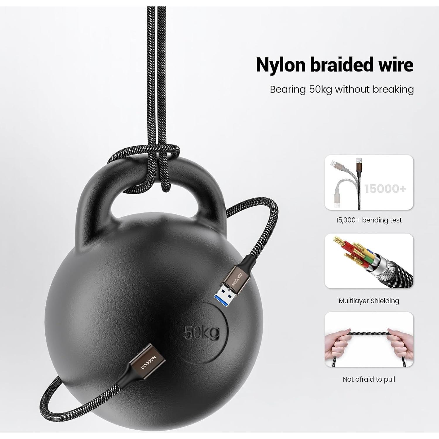 Cable de Extensión USB 3.0 MOGOOD 1M Negro Macho a Hembra