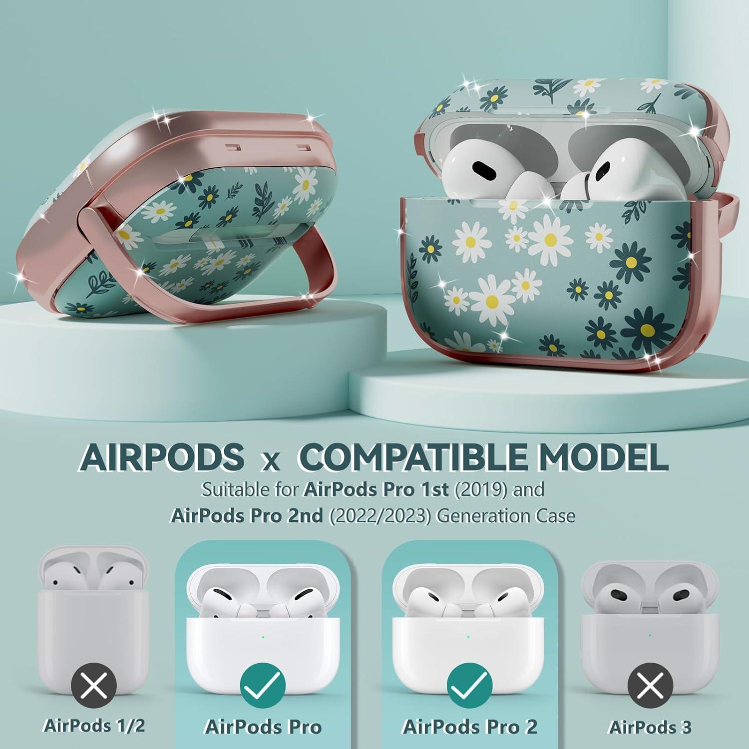 Funda Inesore para AirPods Pro 2da Gen con Cerradura - Flores Verdes