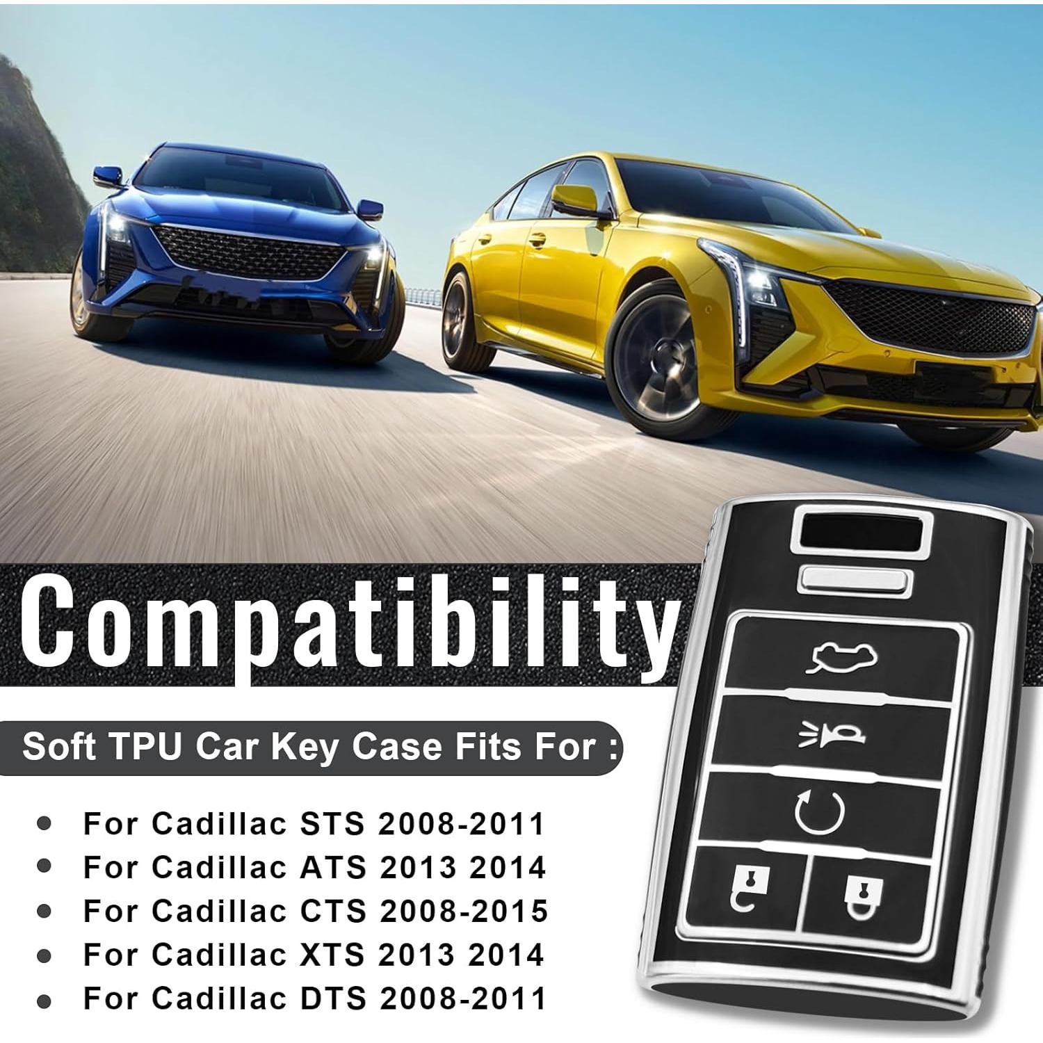 Cubierta de llavero TPU Cadil1ac SRX ATS ELR XTS 2010-2015 - Negro