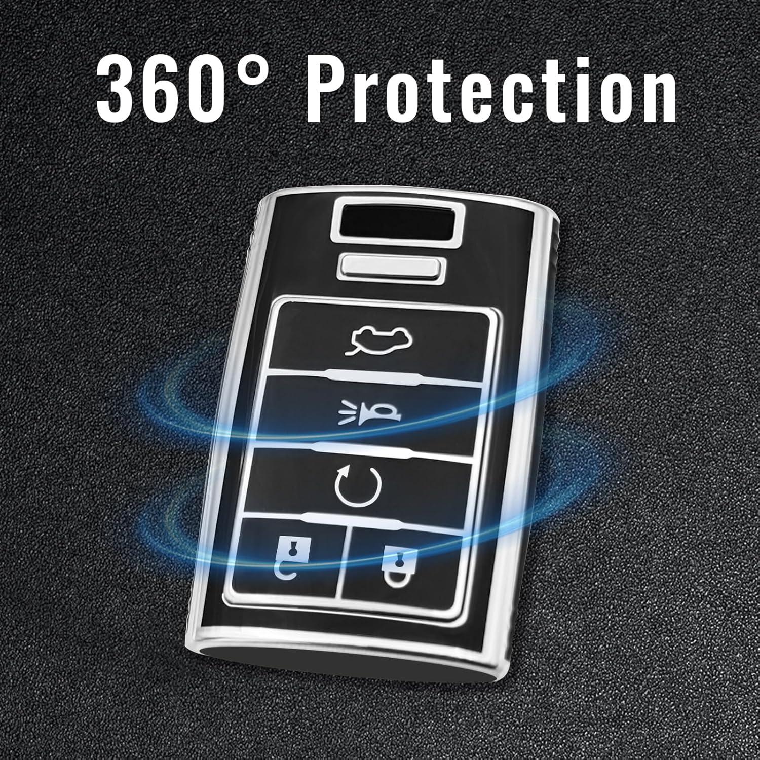 Cubierta de llavero TPU Cadil1ac SRX ATS ELR XTS 2010-2015 - Negro