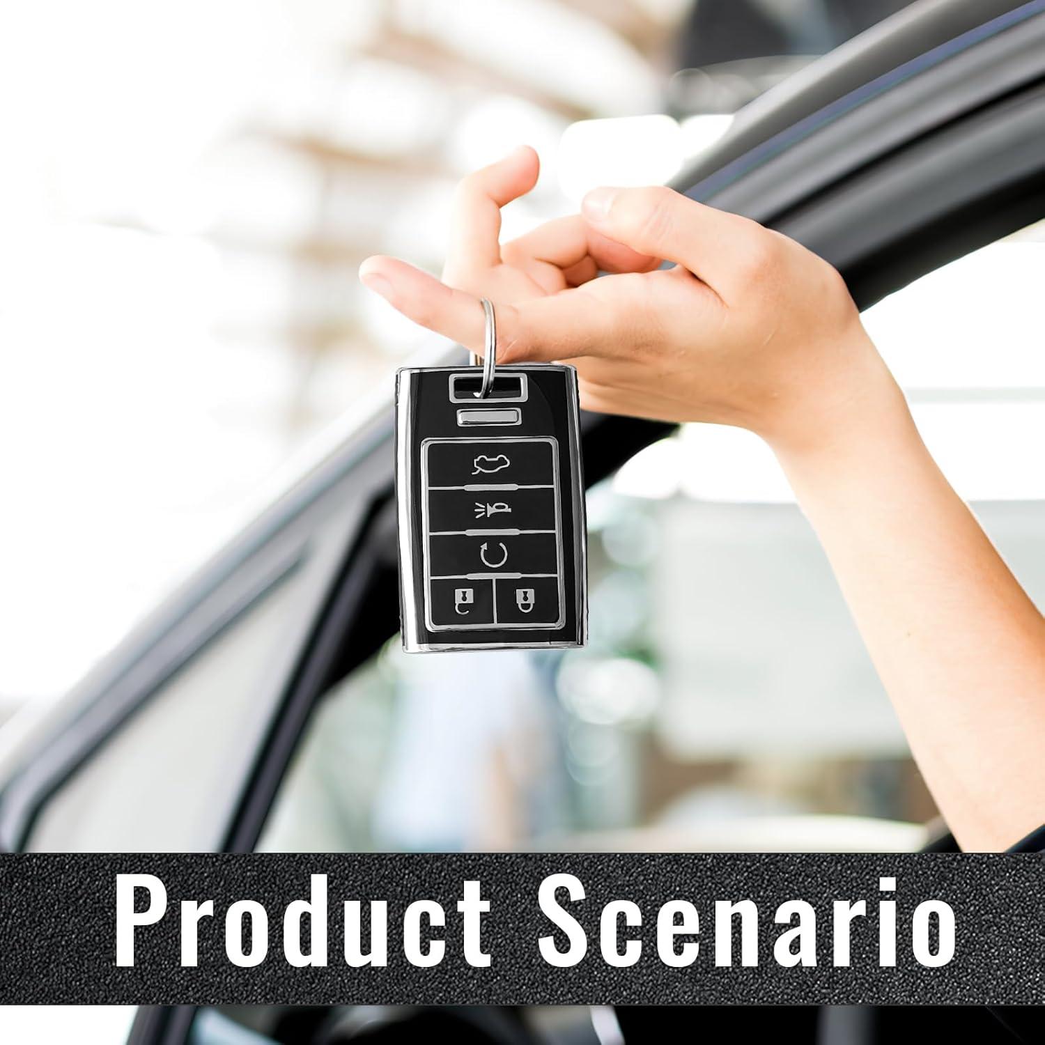 Cubierta de llavero TPU Cadil1ac SRX ATS ELR XTS 2010-2015 - Negro